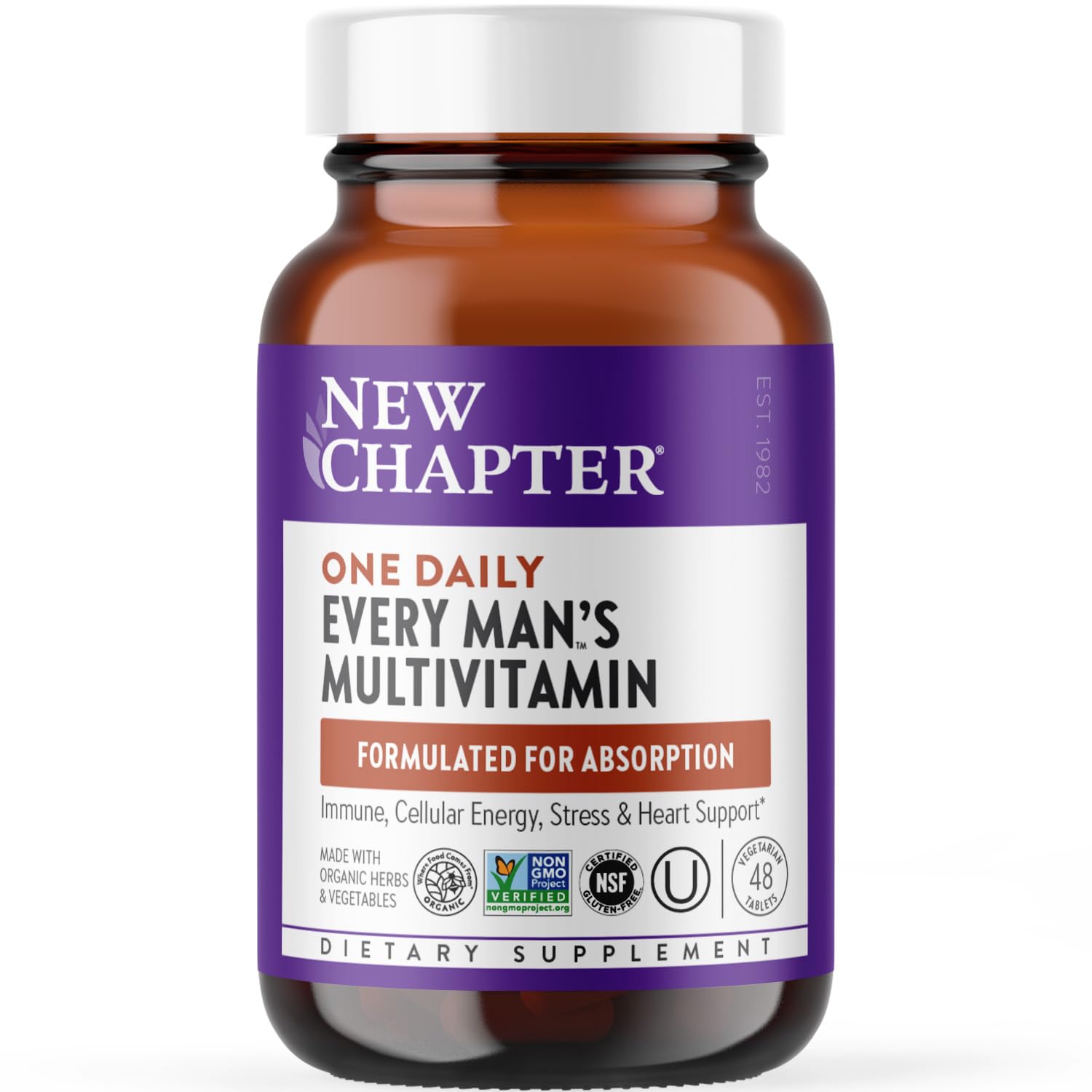 New Chapter – emballage pratique des multivitamines pour hommes, facile à stocker.