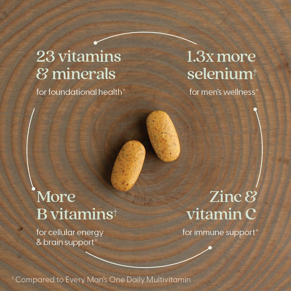 New Chapter Multivitamine Homme Avancé – probiotiques et fermentation visibles sur l'emballage.
