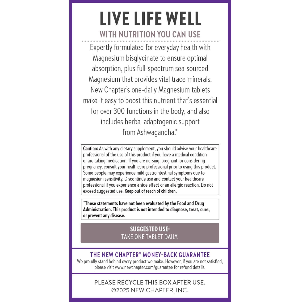 New Chapter Non-GMO label: étiquette indiquant Non-GMO et certifications.