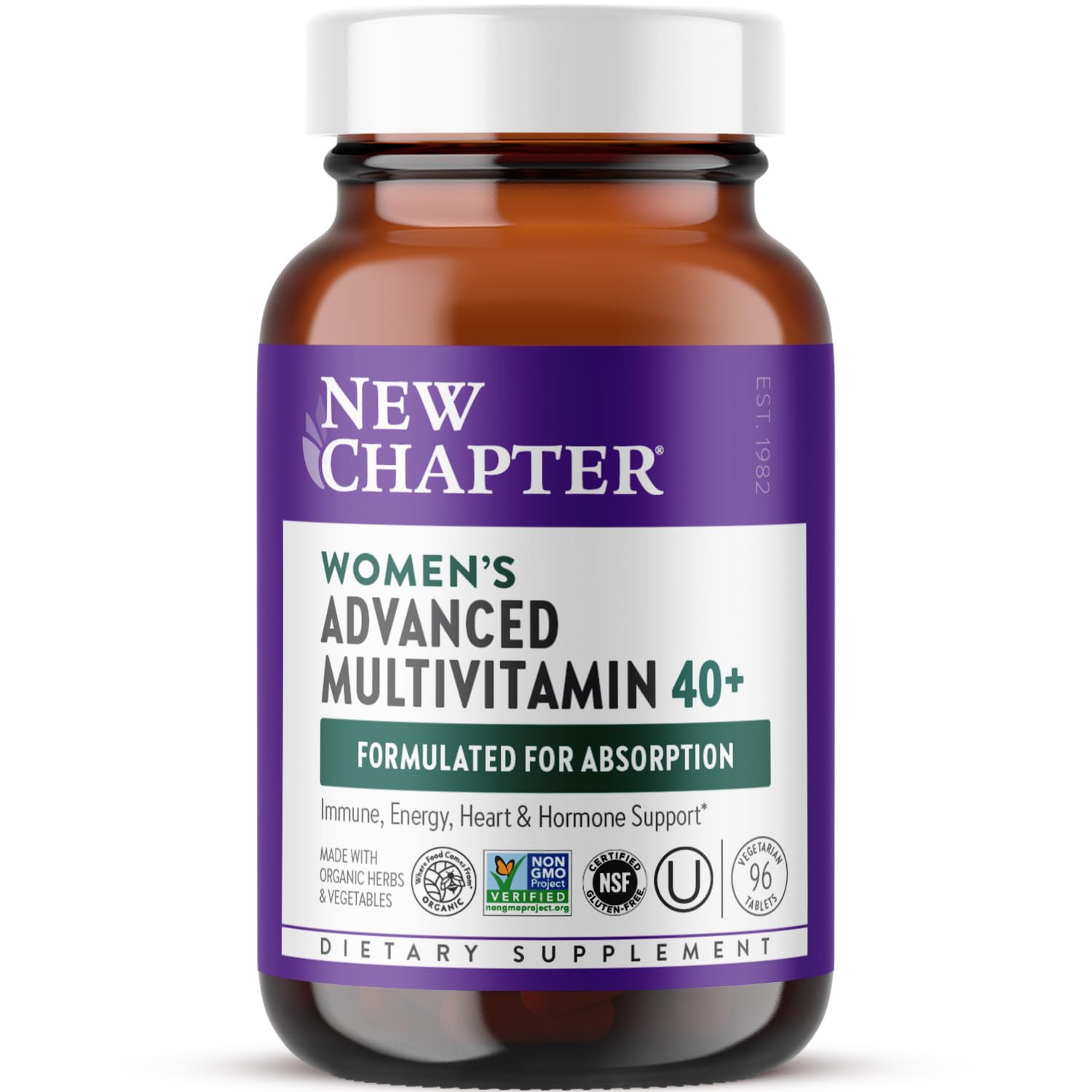 New Chapter emballage multivitamine femme 40+—facile à repérer et pratique au quotidien.