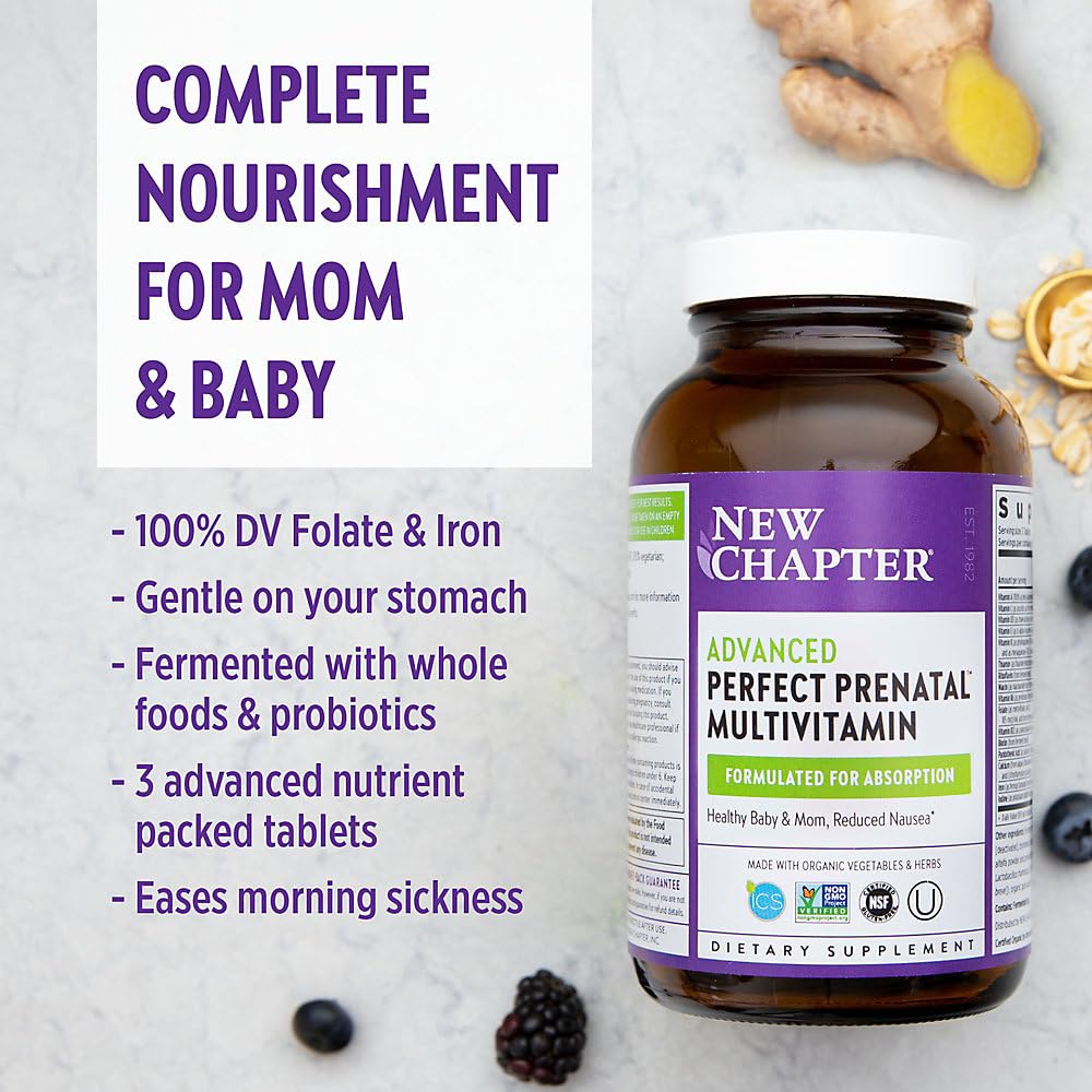 Comprimés fermentés New Chapter Perfect Prenatal, source de fer et vitamine D