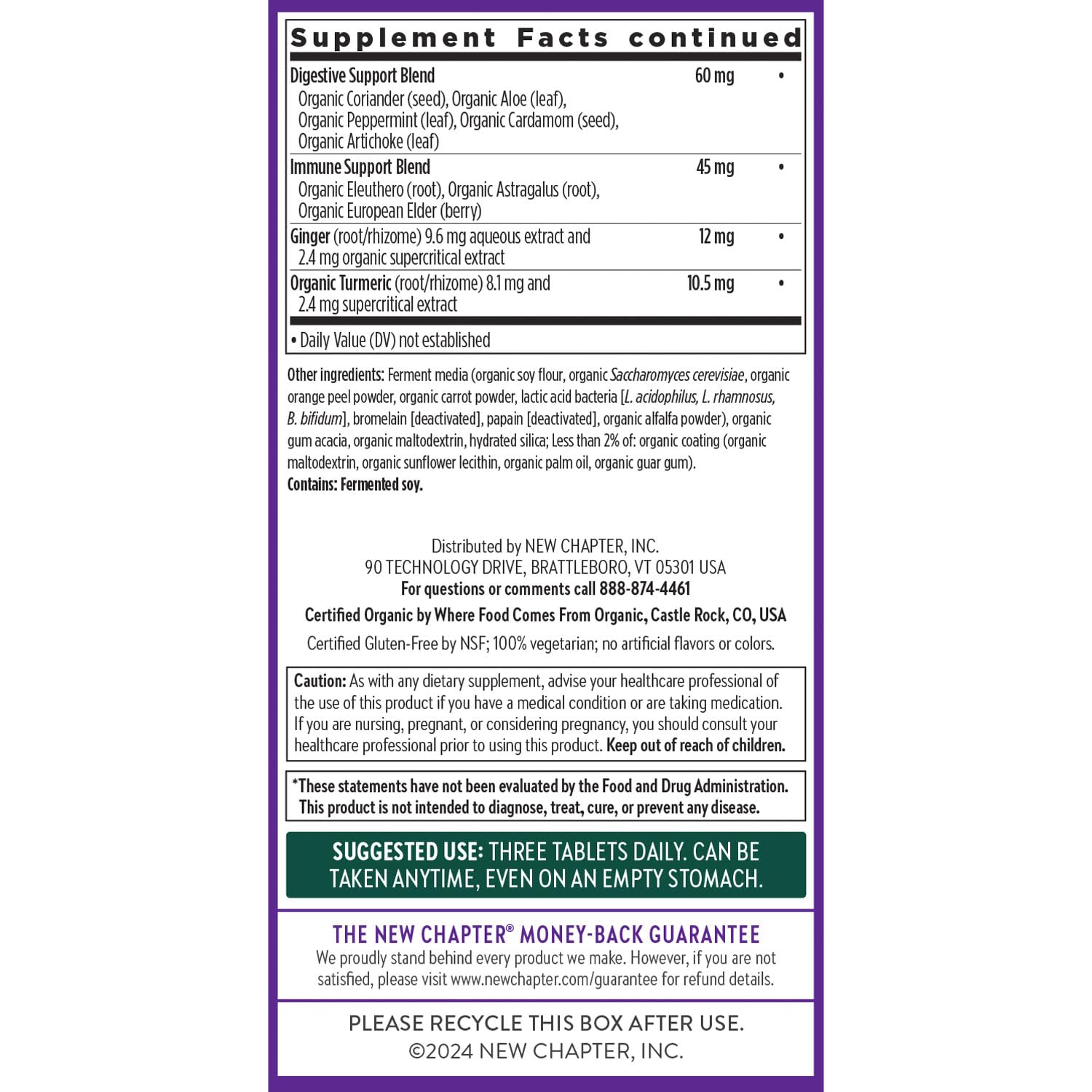 New Chapter prise trois-tablettes-par-jour—formule pratique pour routine quotidienne.