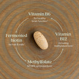 Nouvel Chapitre B Complexe fermenté, méthylfolate et B12, soutien métabolique ciblé.