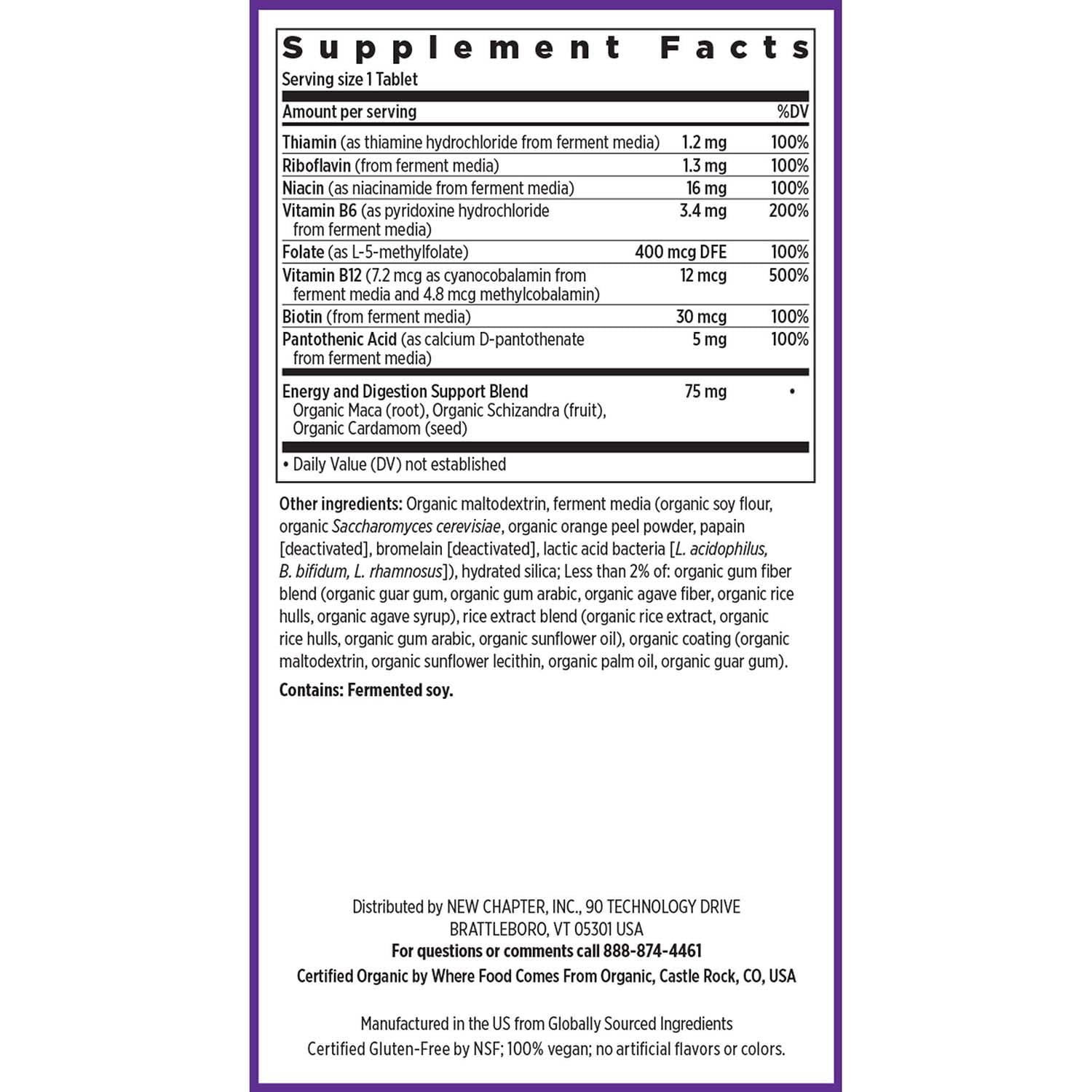 New Chapter vitamine B fermentée – Methylfolate optimisé pour l’équilibre vitaminique