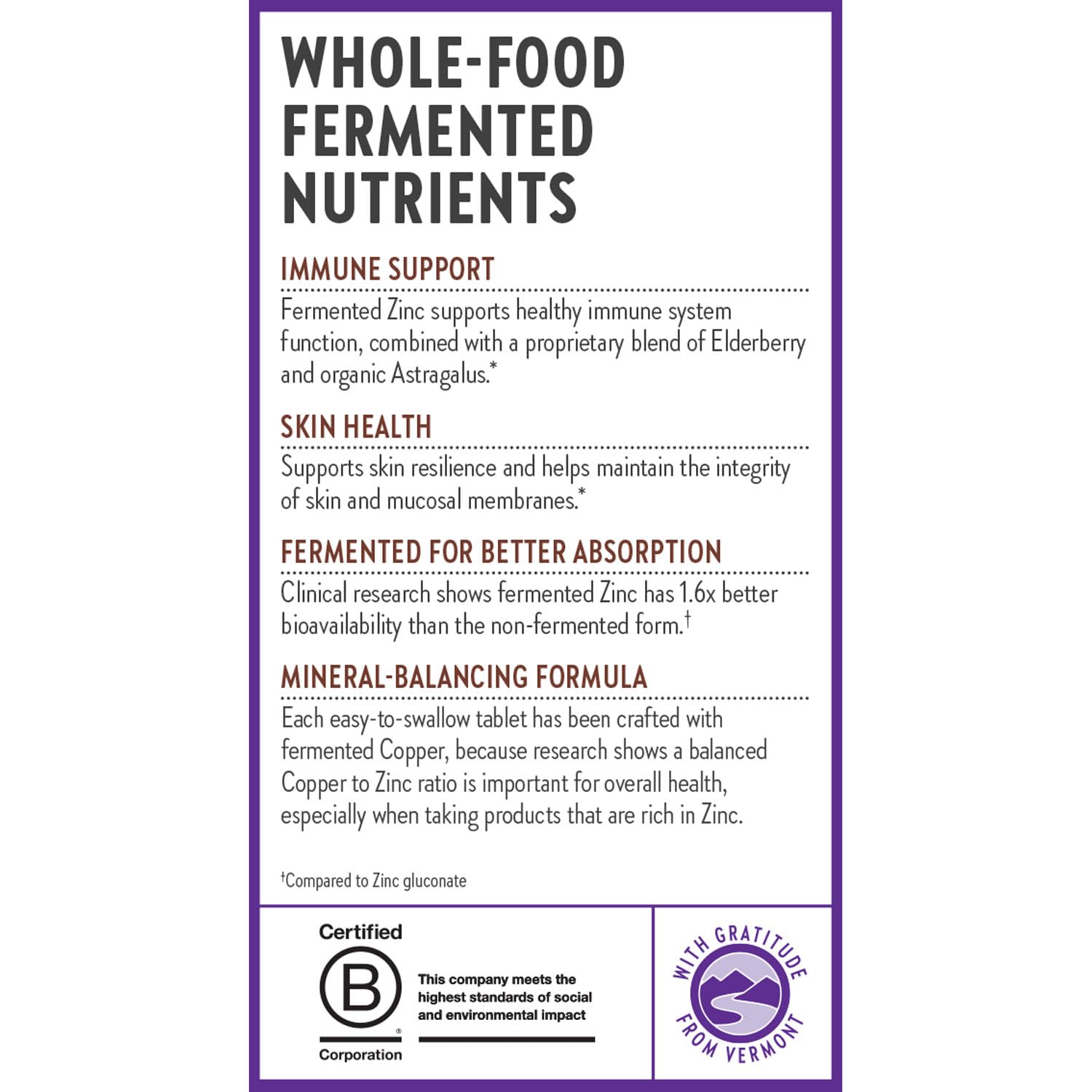 New Chapter Zinc fermenté – Sans gluten et vérifié NSF: sécurité et traçabilité