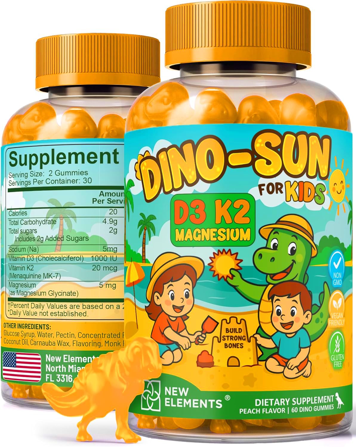 New Elements bonbons D3-K2 pour enfants, facile à mâcher pour l’usage quotidien.