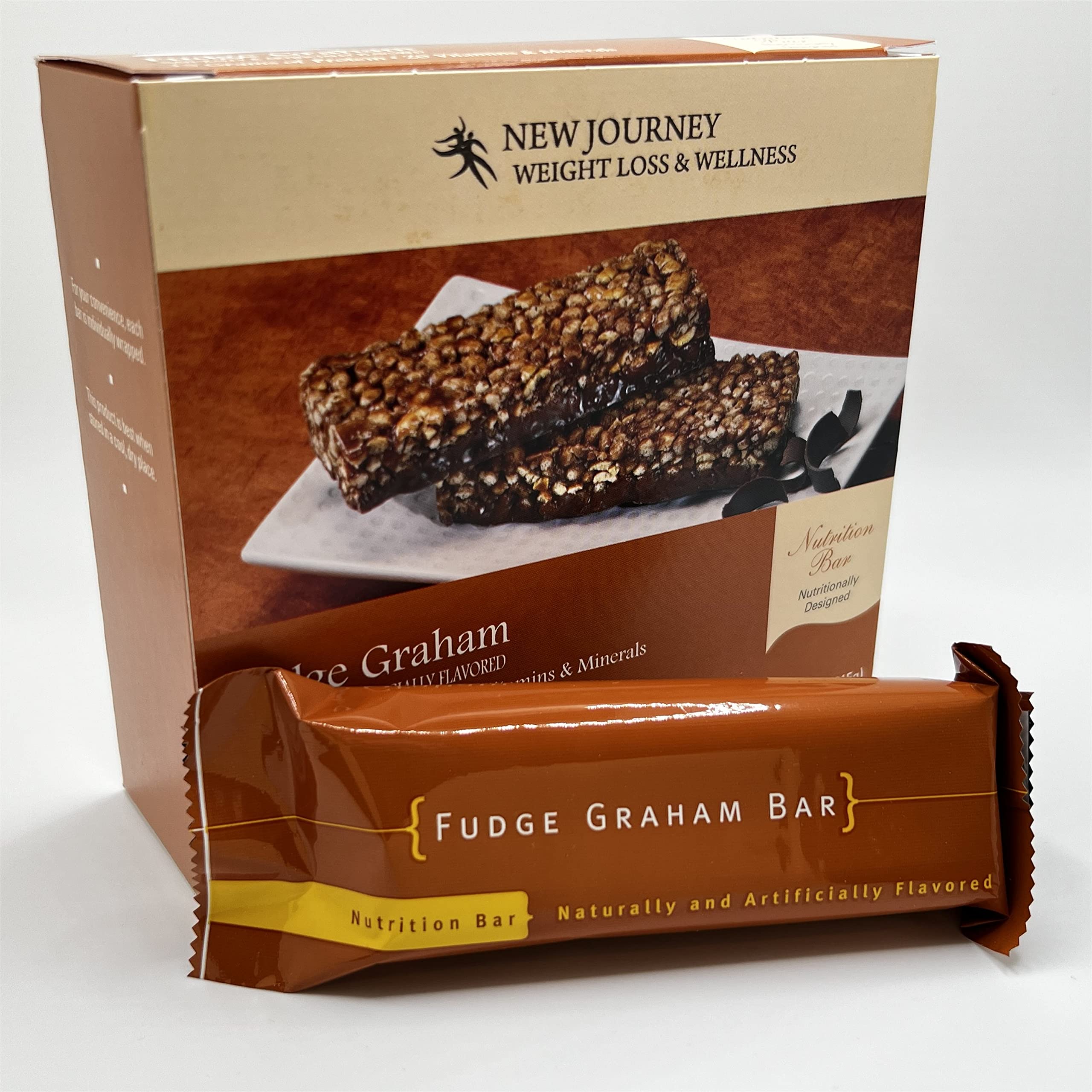 New Journey Fudge Graham Bar – barre entière montrée, texture fondante et gourmande.
