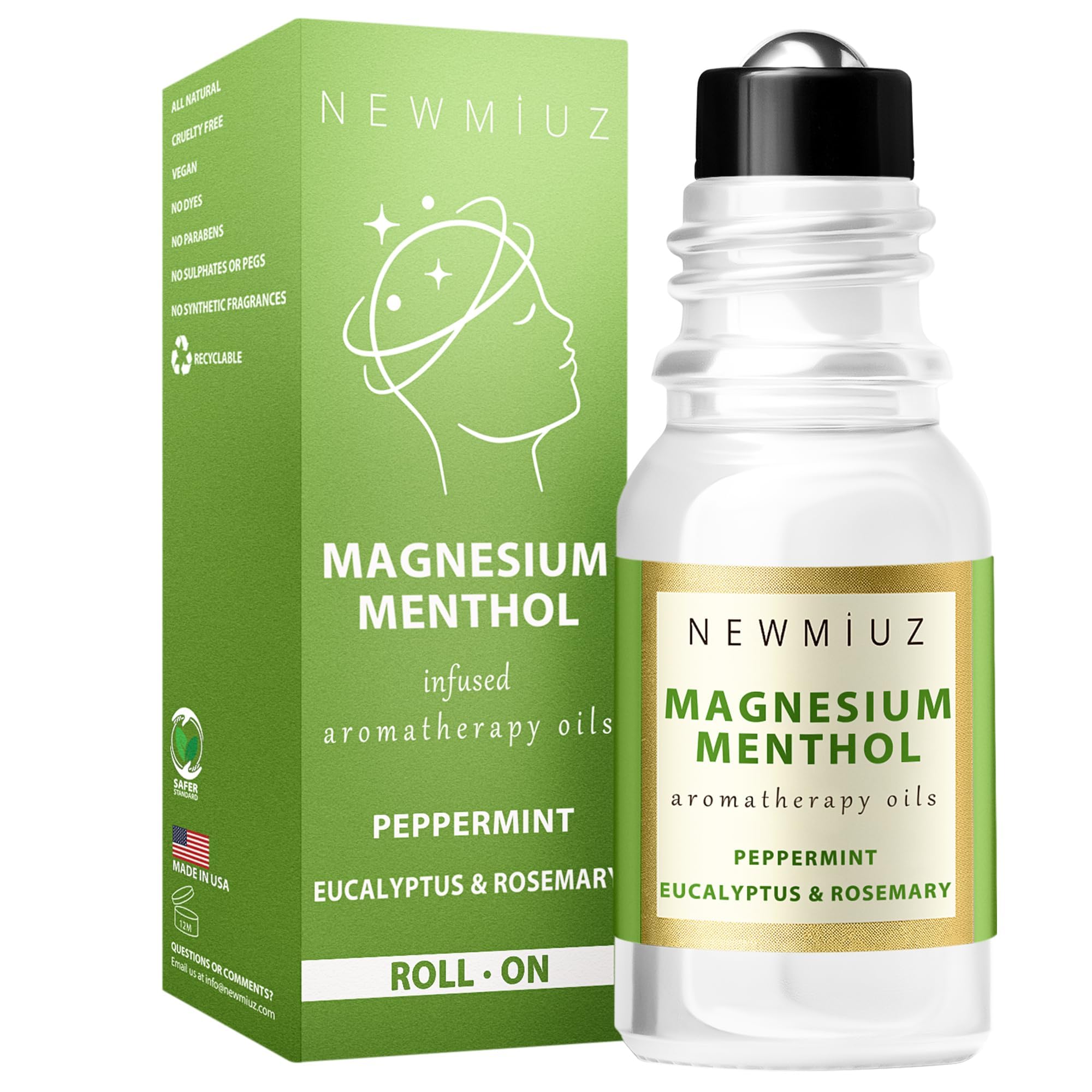 New Miuz rouleau menthol migraine – bouteille compacte pour rafraîchir rapidement les tempes