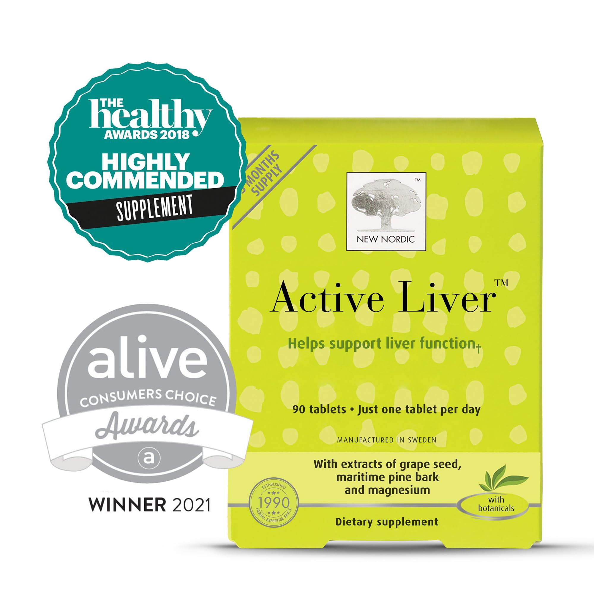 NEW NORDIC Active Liver – bouteille avec 90 comprimés pour une routine bien-être.