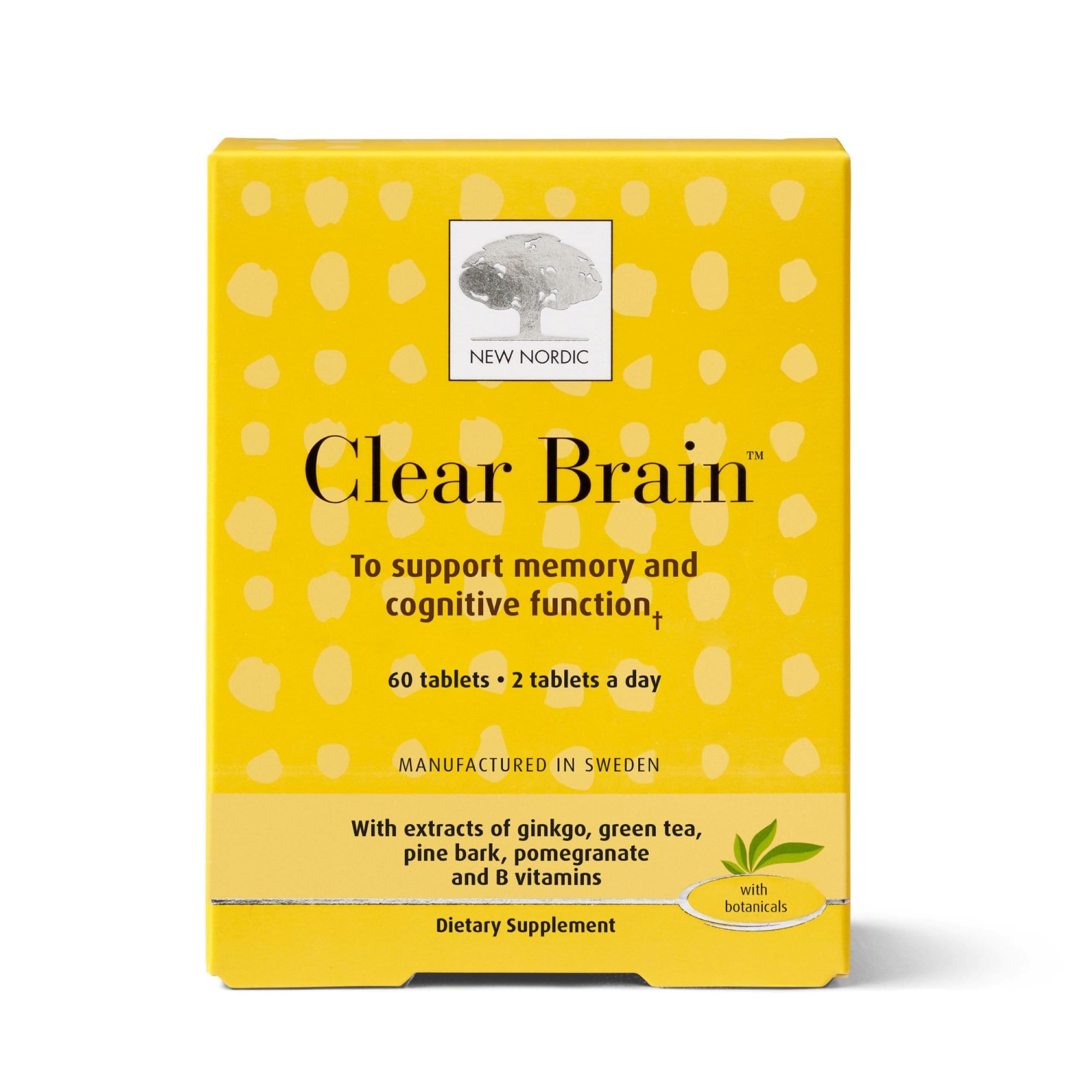 NEW NORDIC Clear Brain : boîte de gélules visible, soutien potentiel à la mémoire.