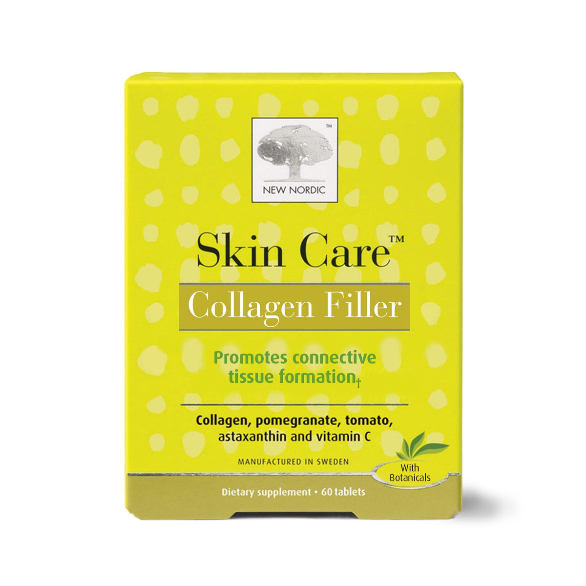 NEW NORDIC Collagen Filler, boîte affichant les gélules, soutien potentiel à l'éclat de la peau.