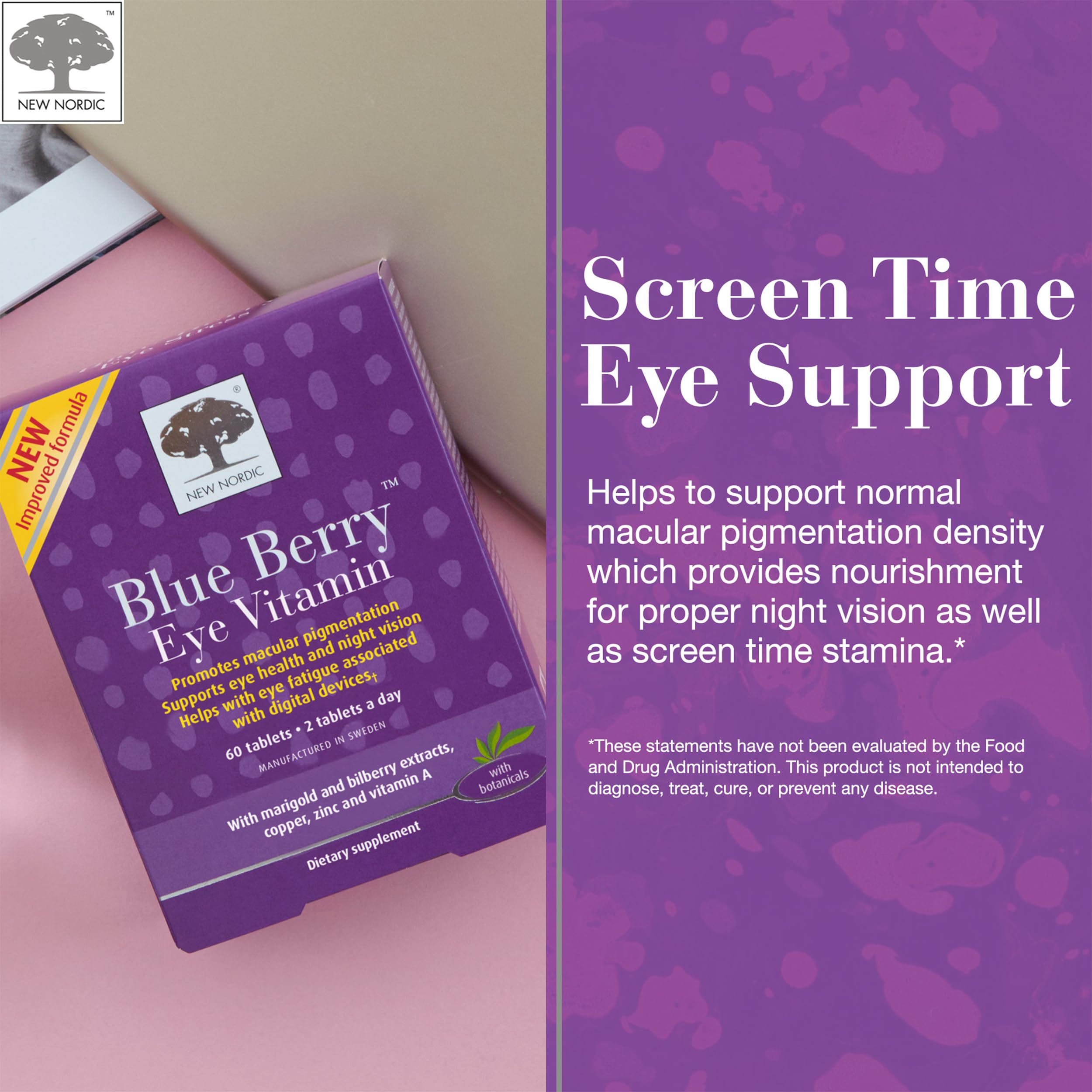 NEW NORDIC Blue Berry Eye, étui pratique et dosage quotidien facile.