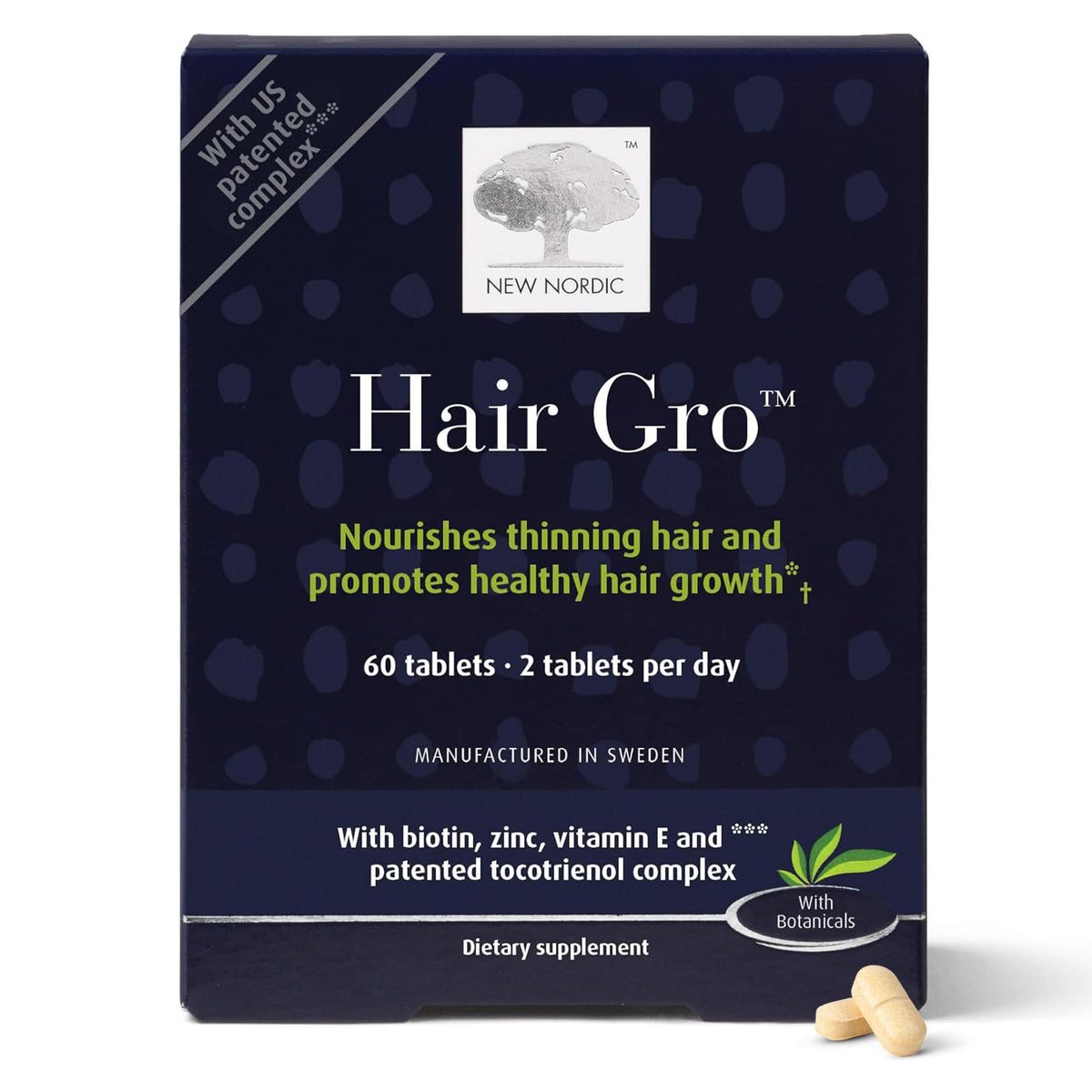 NEW NORDIC Hair GRO : boîte élégante prête pour votre routine capillaire quotidienne.