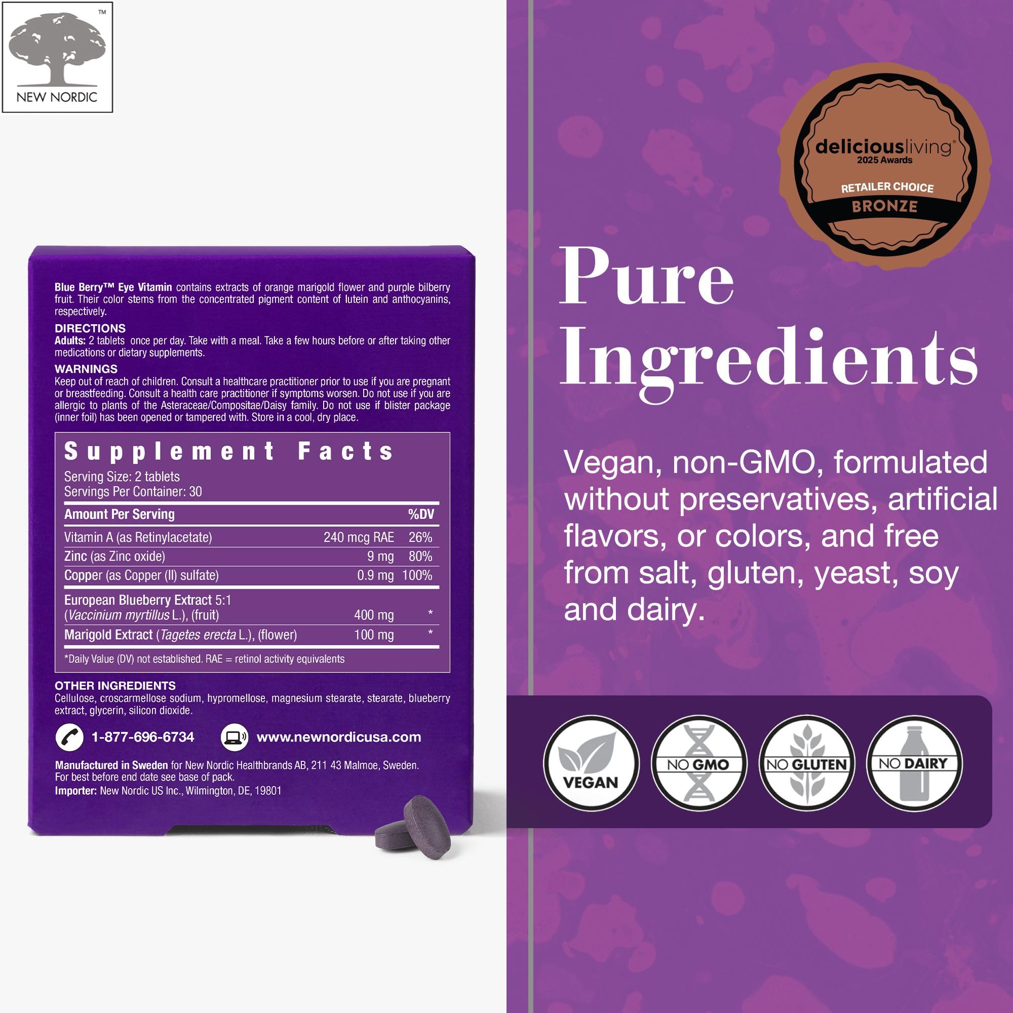 NEW NORDIC Blue Berry Eye, sans gluten et sans allergènes majeurs.