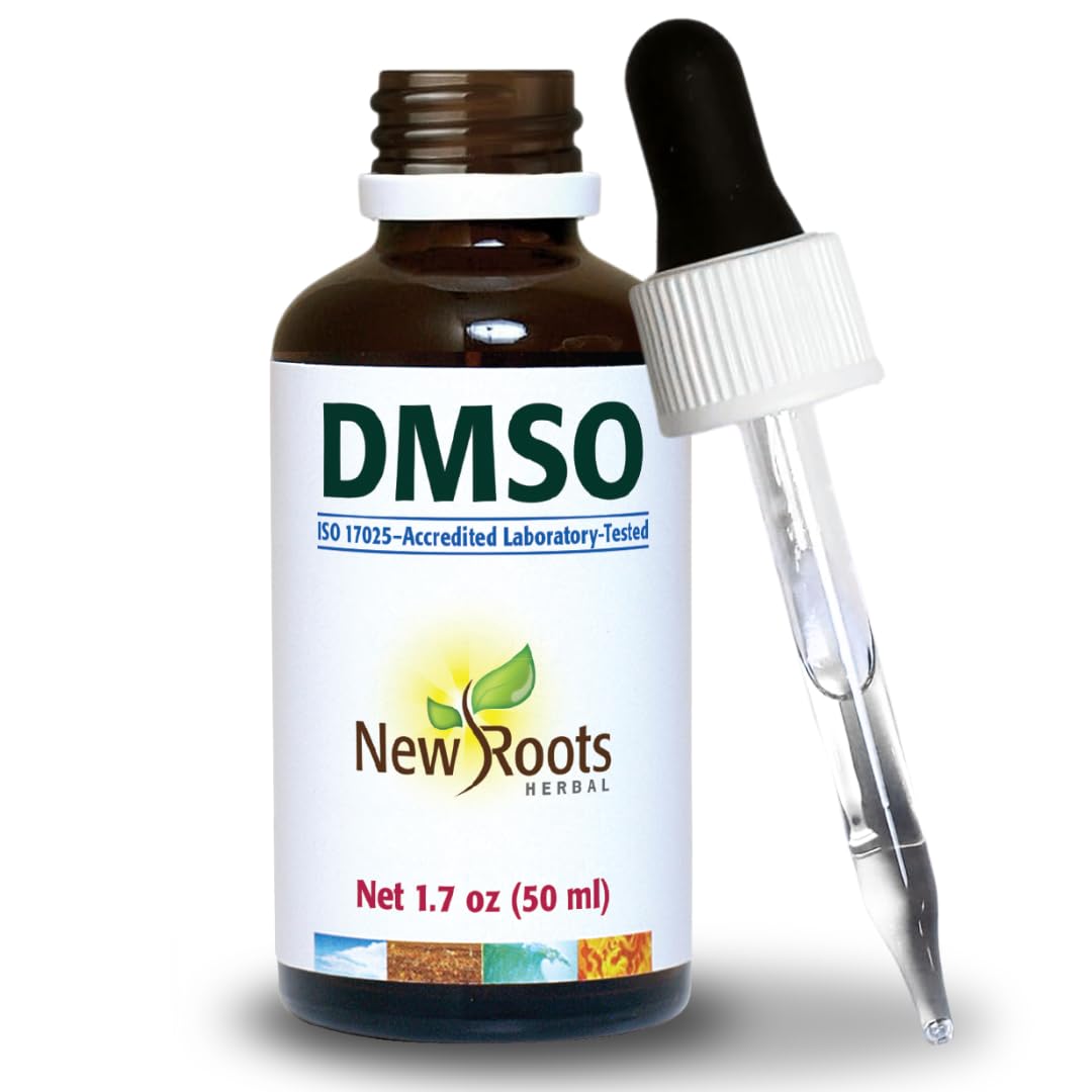 NEW ROOTS HERBAL DMSO liquide avec pipette pour une application précise et contrôlée.