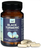 NUF Curcuma Noir 350 mg – bouteille de capsules, racine entière pour routine bien-être.
