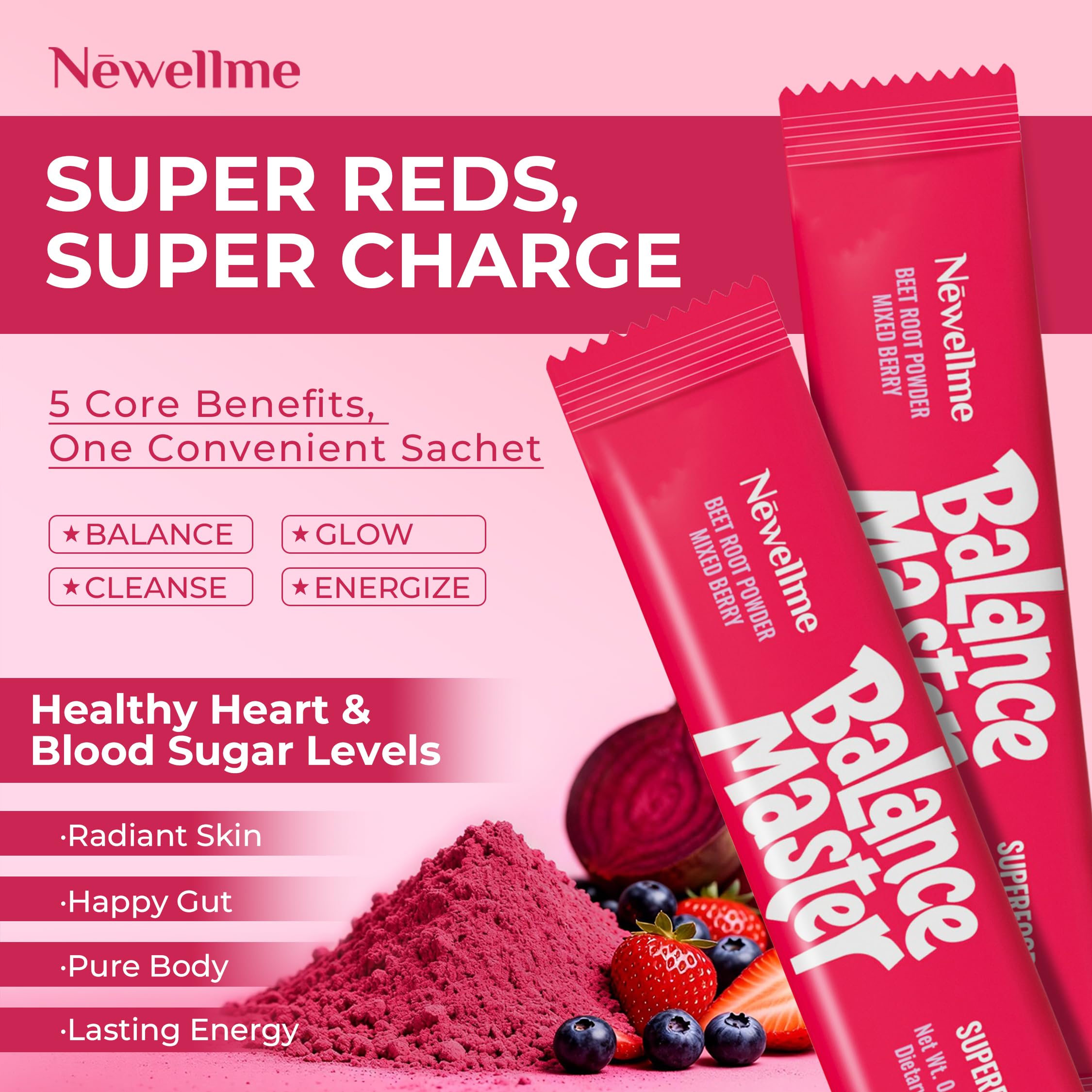 NEWELLME Balance poudre betterave rouge naturel, couleur vive pour pâtisserie