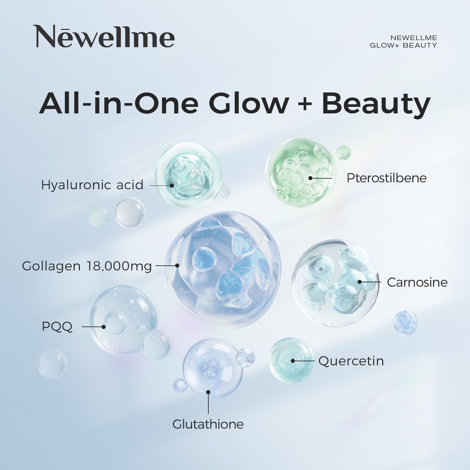 NEWELLME Glow+Beauty énergie durable sans caféine pour la journée