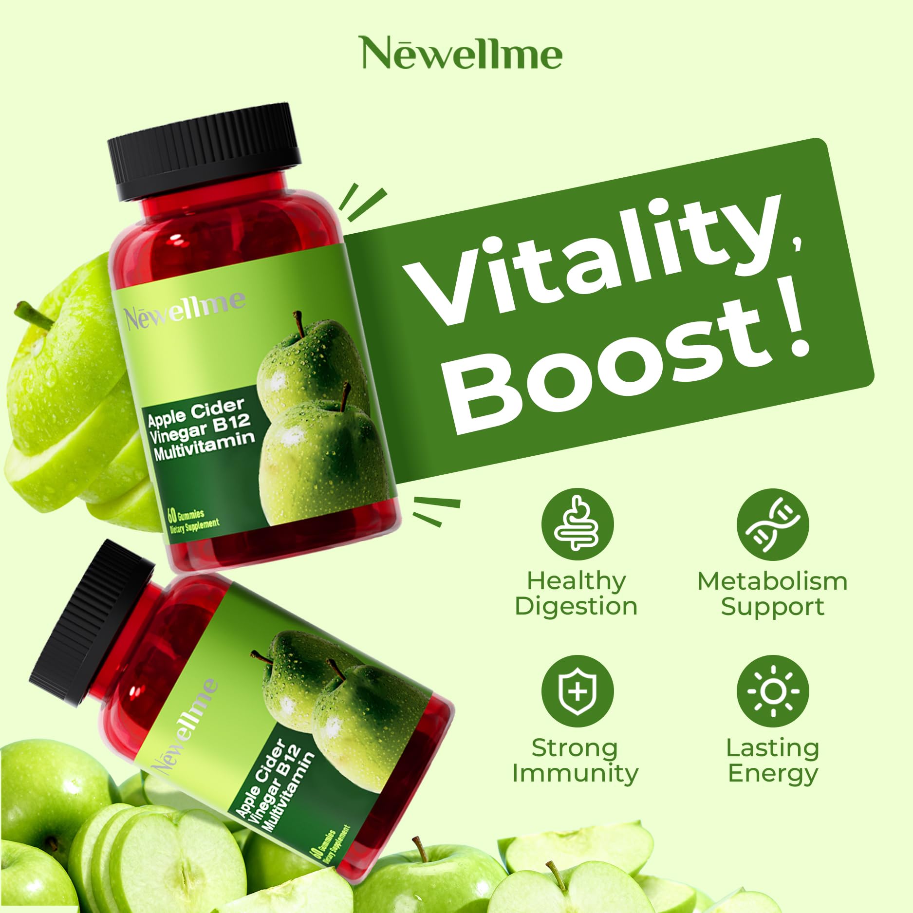 Gommes NEWELLME favorisant la digestion et l'équilibre intestinal, texture appétissante