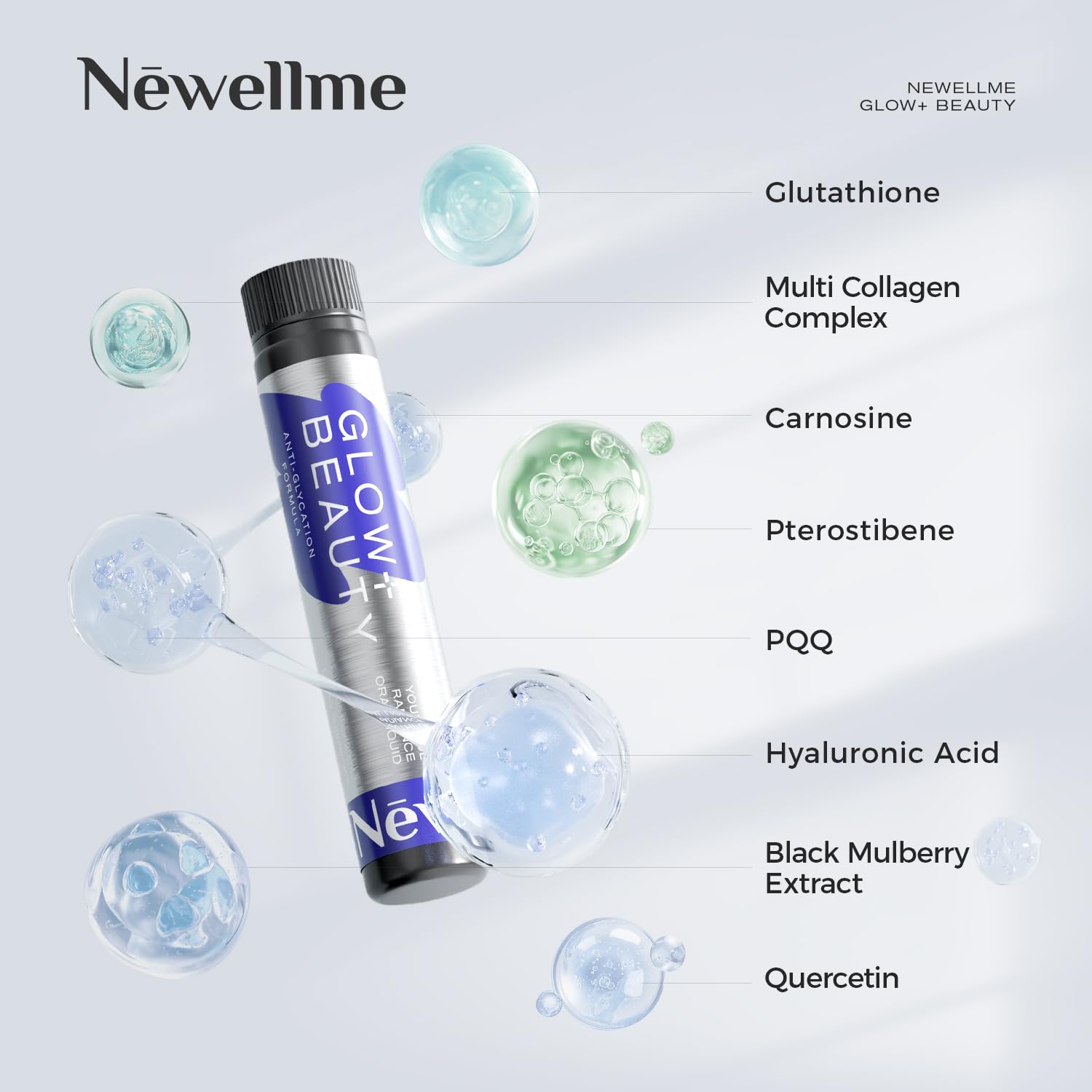 NEWELLME Mélange Antioxydant — glutathion et carnosine pour éclat sain