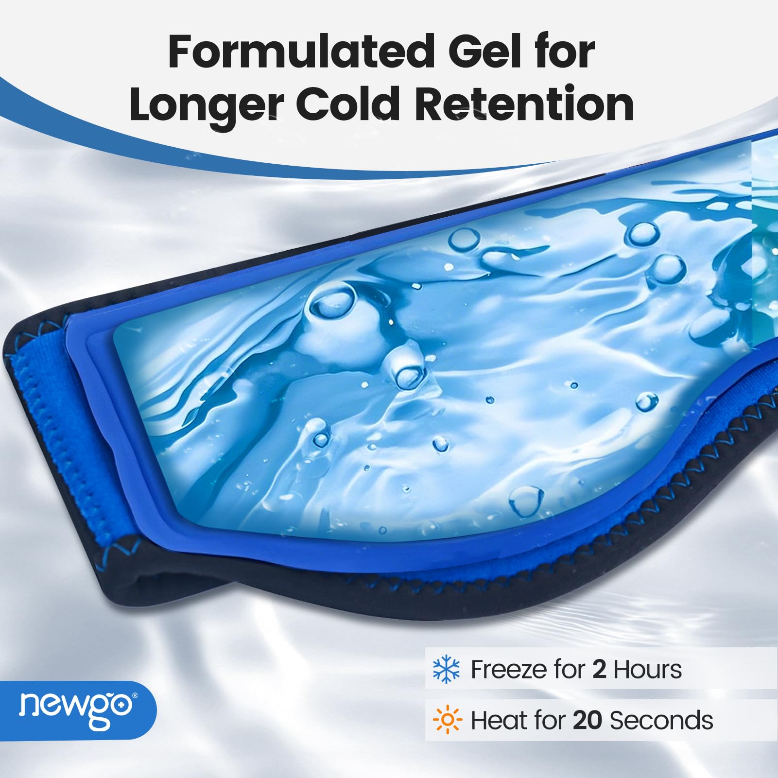 NEWGO bandeau tête gel amovible facilite l'utilisation et le nettoyage