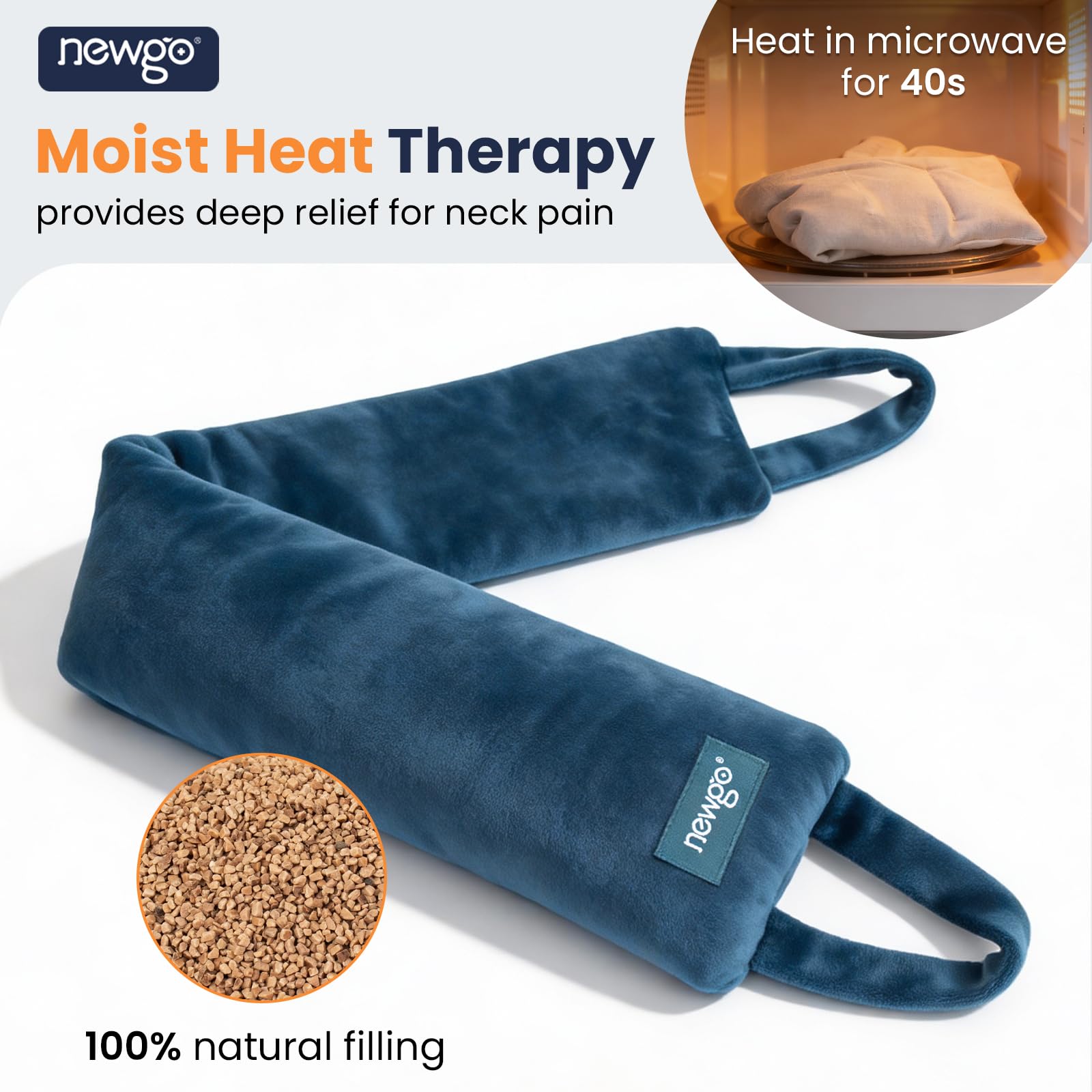 NEWGO coussin chauffant humide rembourré, confort du haut du dos.