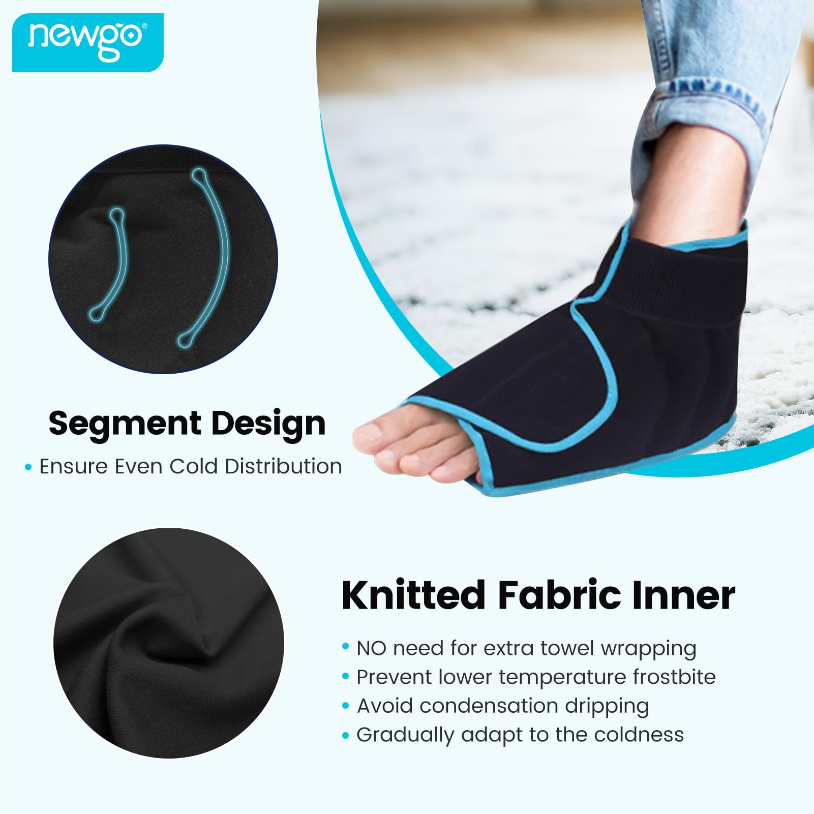 NEWGO Double fixation avec sangle à velcro facilite l'enfilage et le maintien.