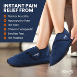 Gros plan sur le gel NEWGO, refroidissement ciblé des pieds