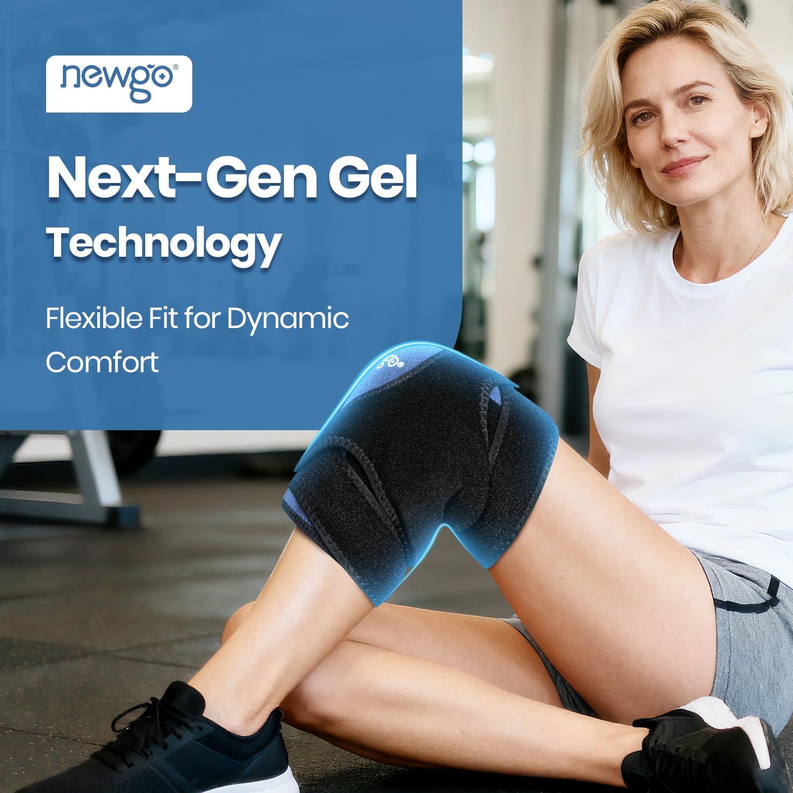 NEWGO genou-glace-attelle-360 étui de rangement inclus.