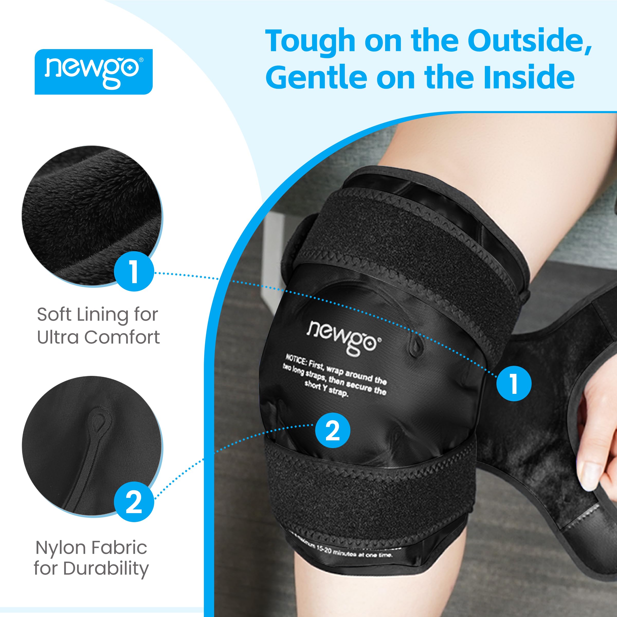 NEWGO glace genou – thérapie chaude et froide adaptée à différents besoins.