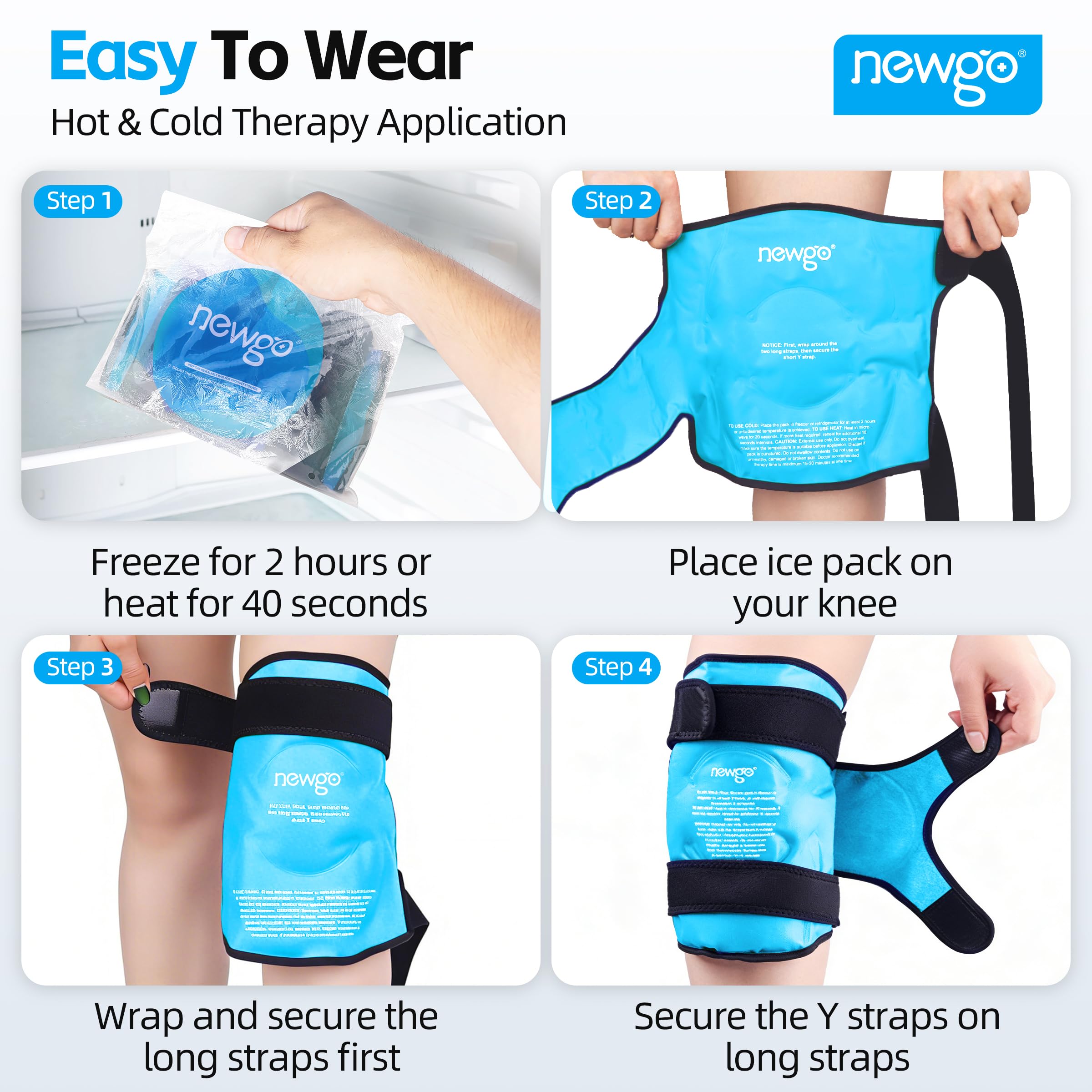 NEWGO utilisation-sangles-pratique: usage en position assise, debout ou couchée.