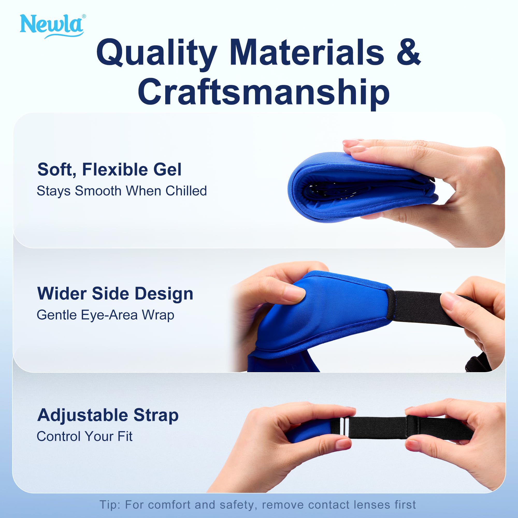 NEWLA masque yeux – bande élastique réglable pour toutes les tailles.