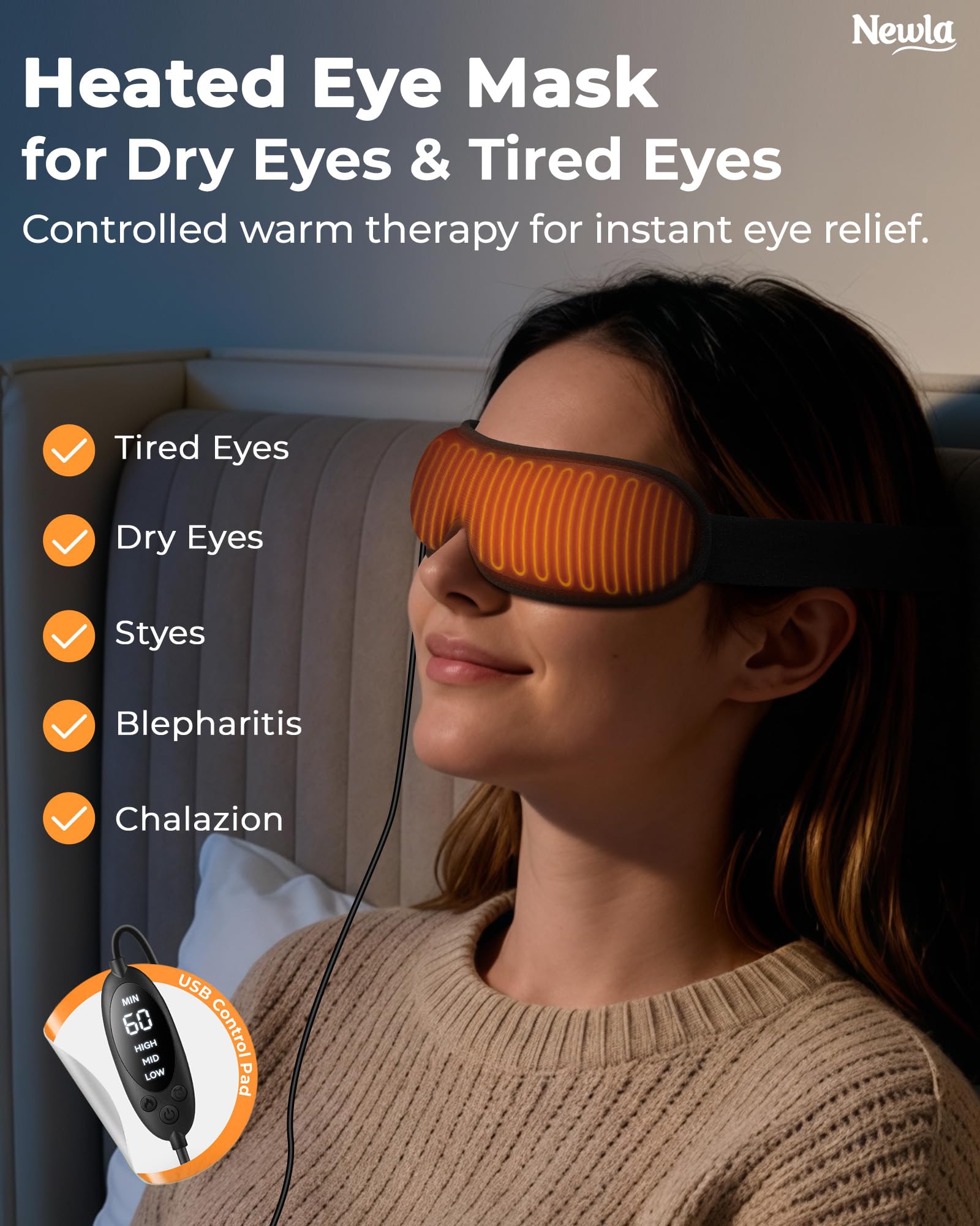 NEWLA masque yeux douceur-tissu interieur: toucher agréable et confort.