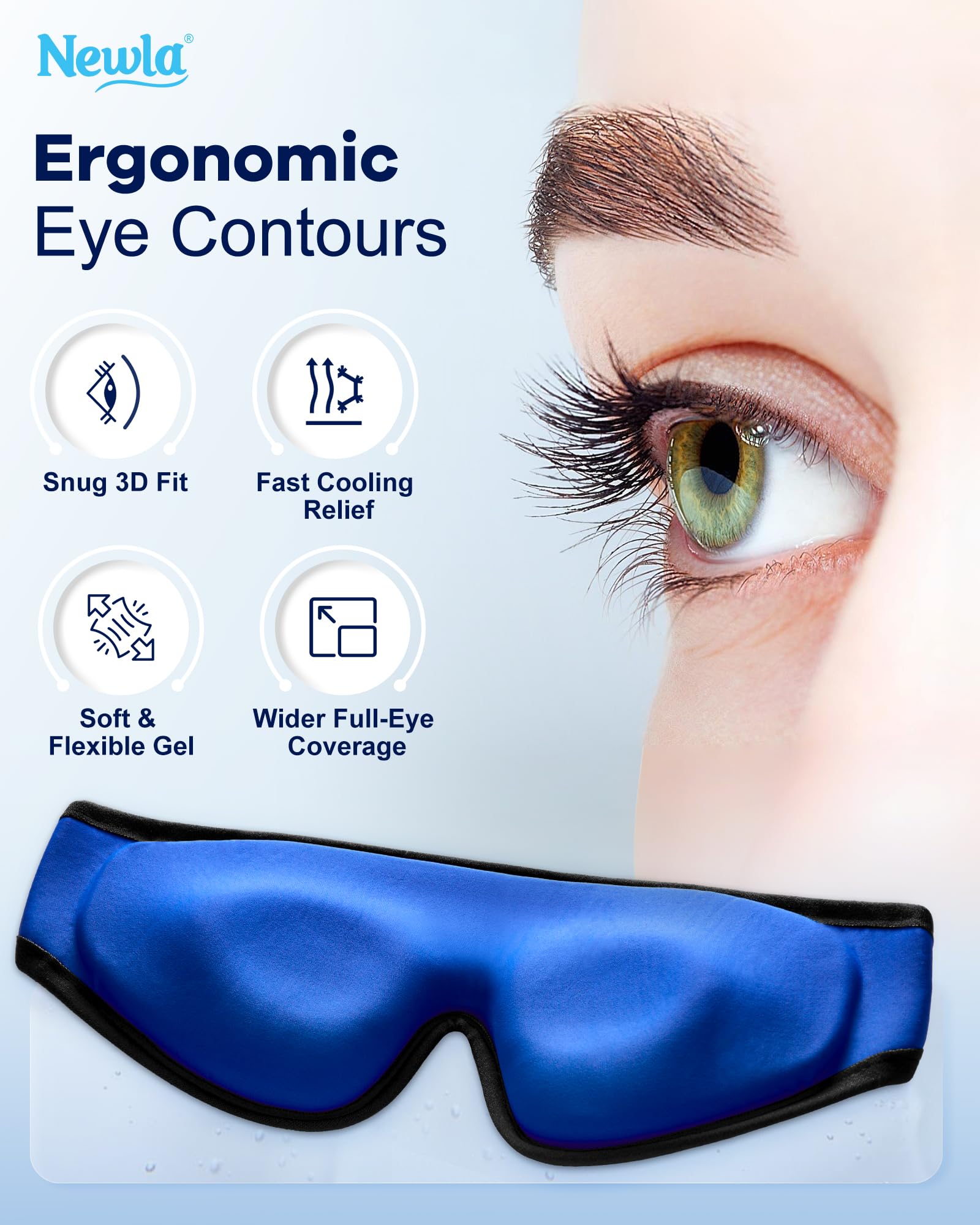 NEWLA masque yeux gel design large pour refroidissement rapide