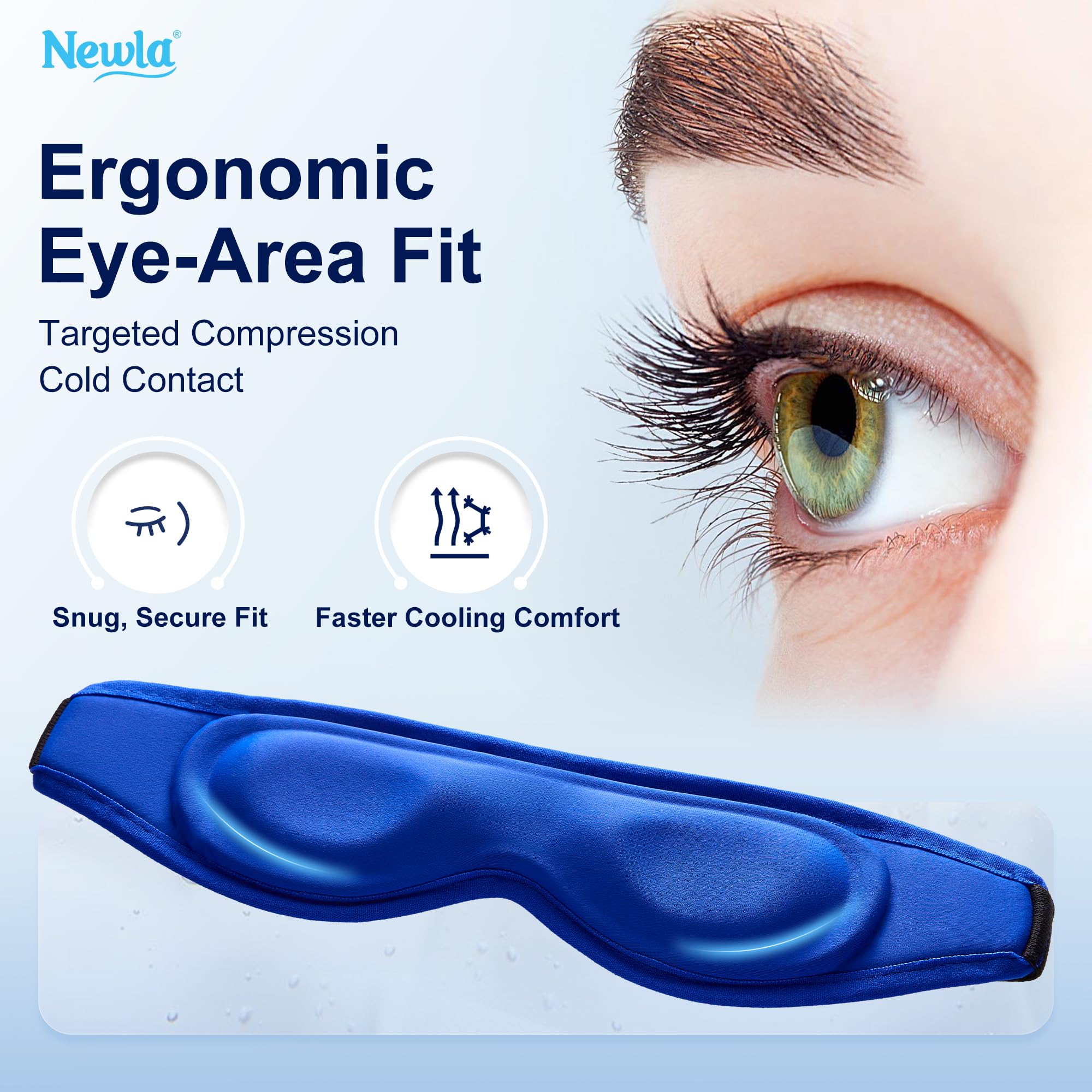 NEWLA masque yeux gel refroidissant – contact froid rapide pour poches sous les yeux.