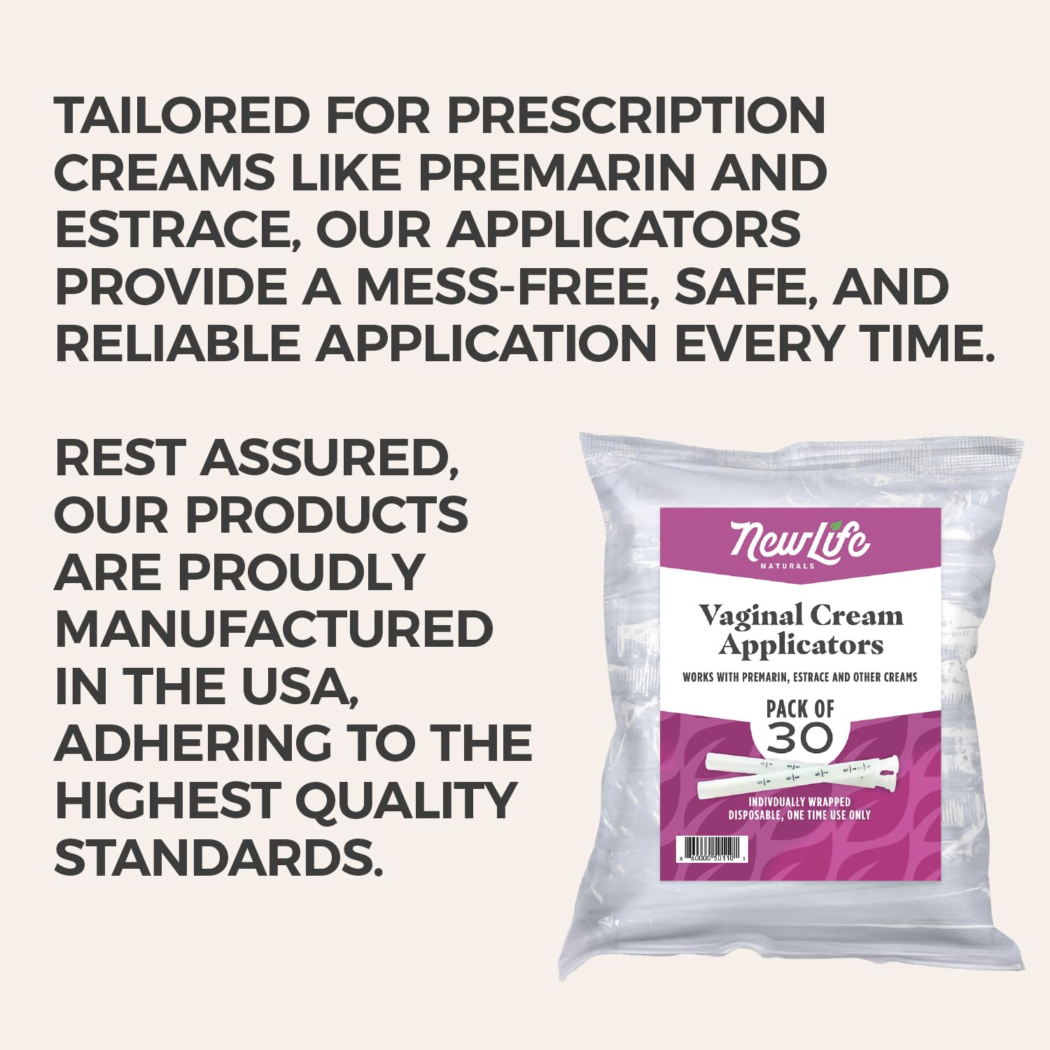 NewLife Naturals applicateur vaginal extrémité filetée pour un transfert propre.