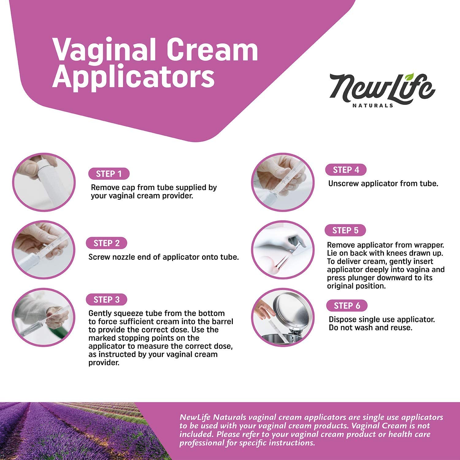 NewLife Naturals applicateur vaginal transfert crème ou gel sans fuite.
