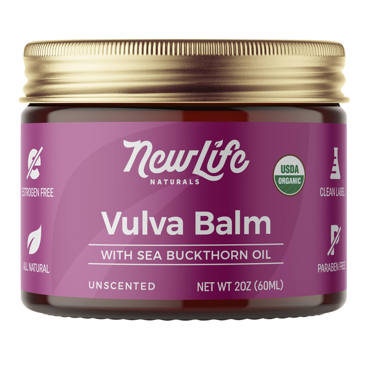 NewLife Naturals baume vulve argousier: bouteille pratique et hydratante