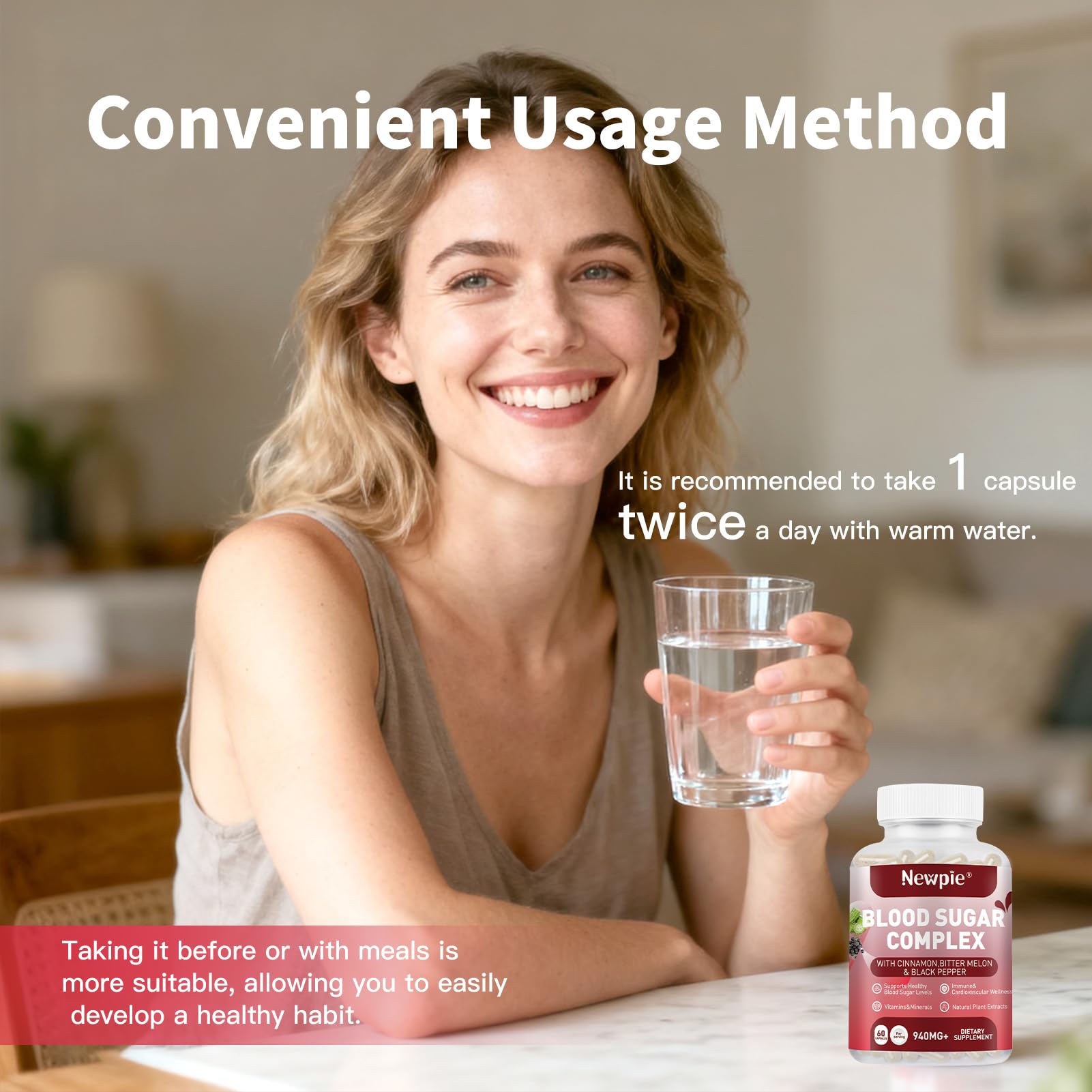 Newpie Blood Sugar Complex – Chromium et Berberine, nutriments essentiels dans la formule.