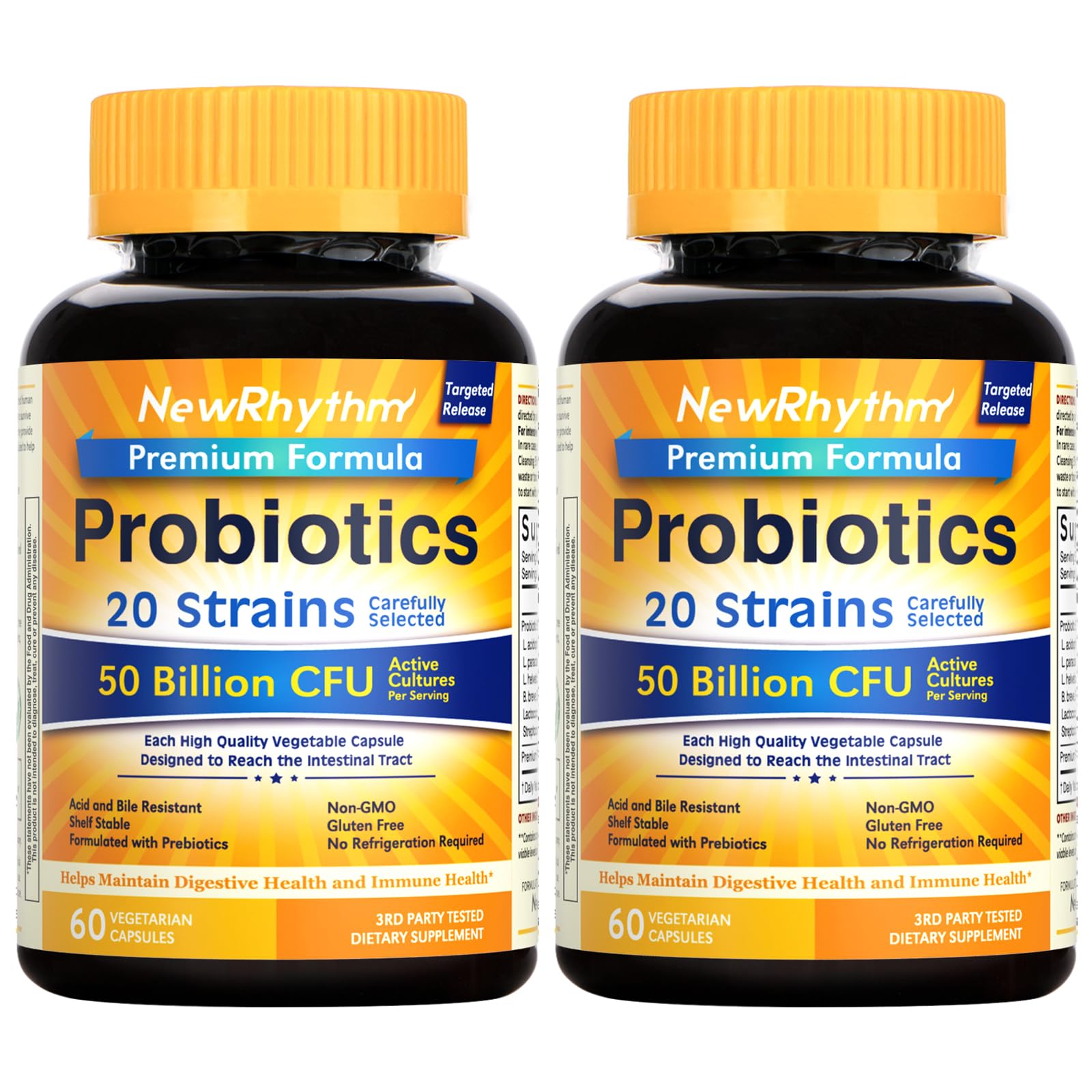 NewRhythm Probiotics - bouteille de capsules pour le soutien digestif