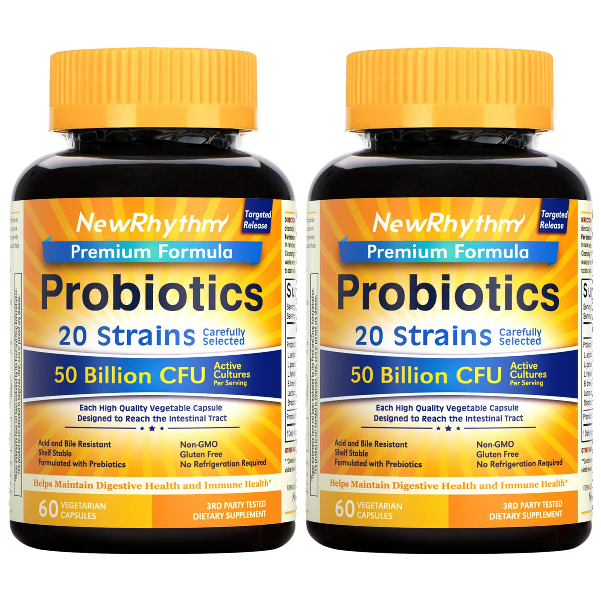 NewRhythm Probiotics - bouteille de capsules pour le soutien digestif