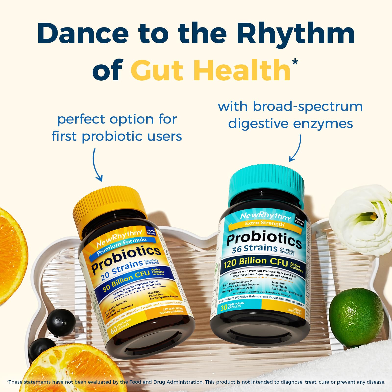 NewRhythm Probiotics - sans OGM et sans gluten, formulation naturelle