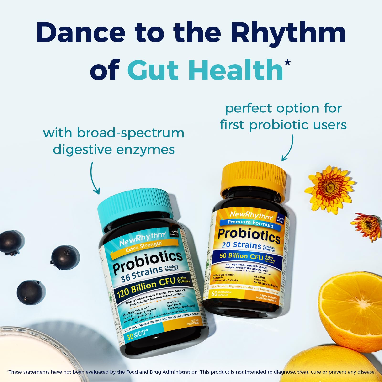 NewRhythm Probiotiques – emballage extérieur pratique et prêt à emporter.