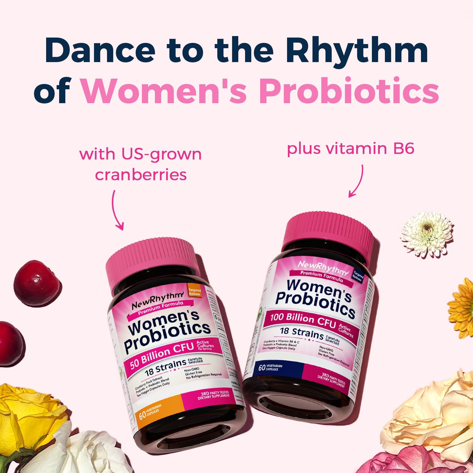 NewRhythm Probiotiques Femmes – végétale et sans lait, adapté à divers régimes