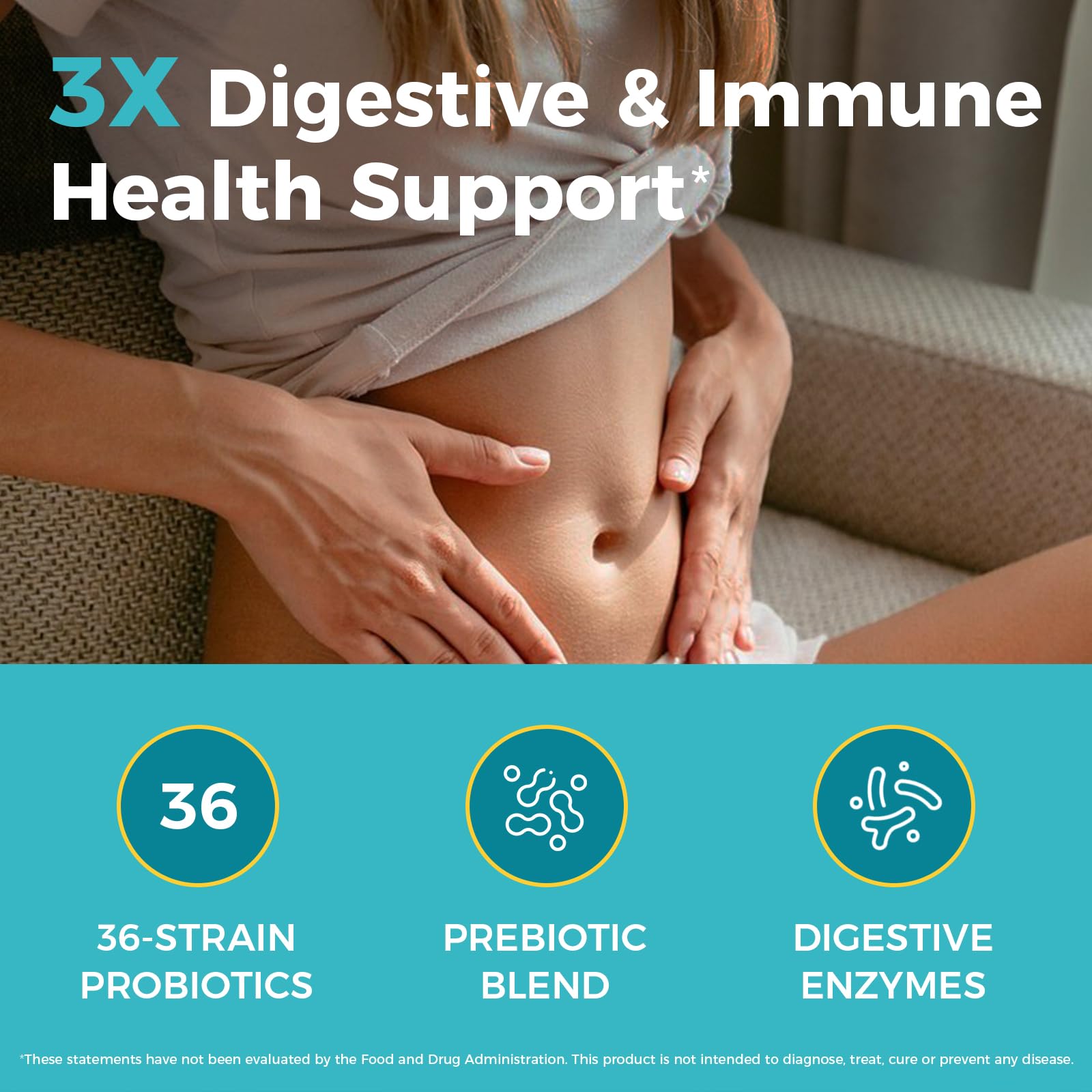 NewRhythm Probiotiques – gélules vues sur fond neutre pour l'équilibre intestinal.