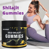 Gommes Shilajit Newrish près d’un pot de miel Manuka.