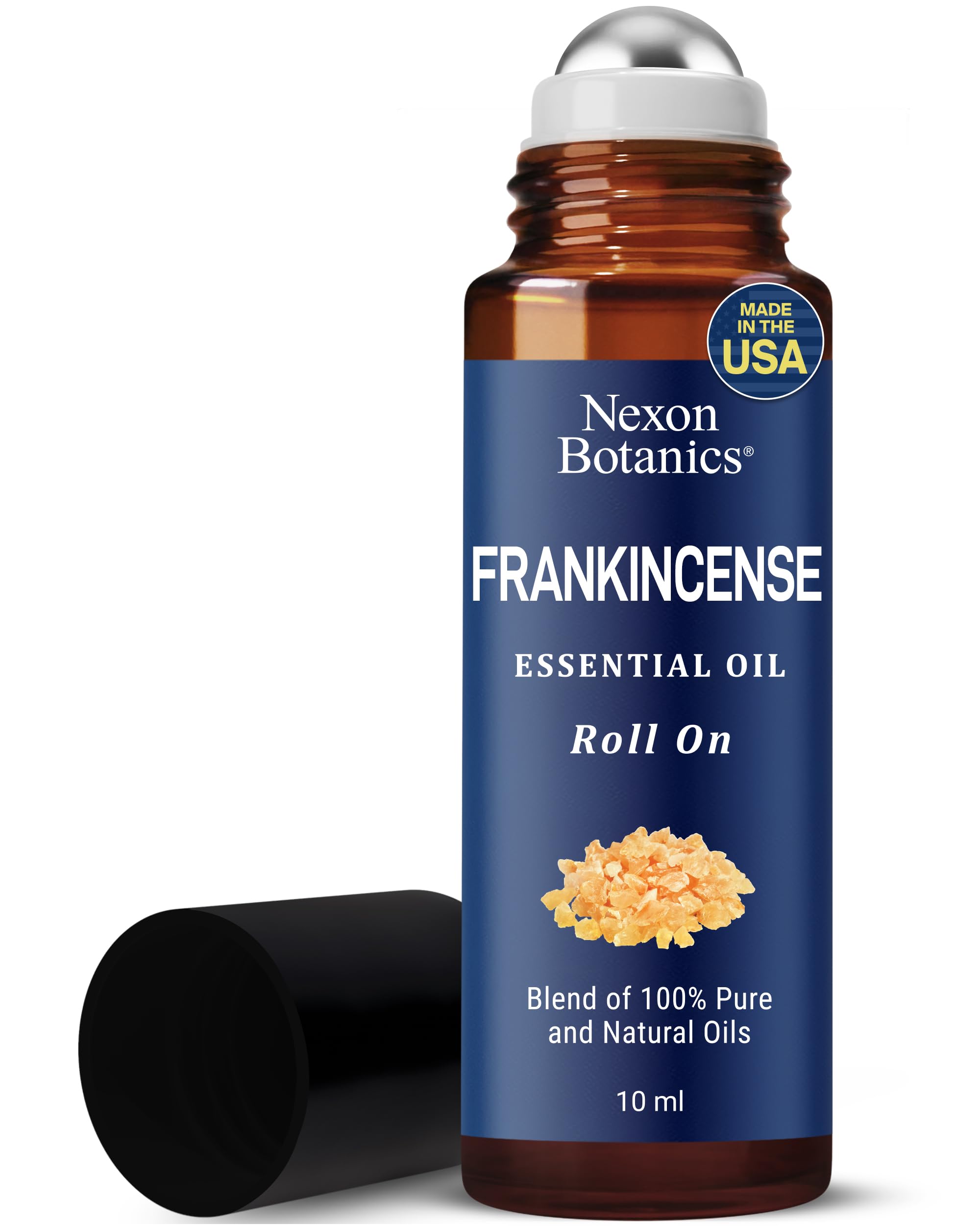 Nexon Botanics Frankincense Roll-On sur peau pour aromathérapie apaisante.