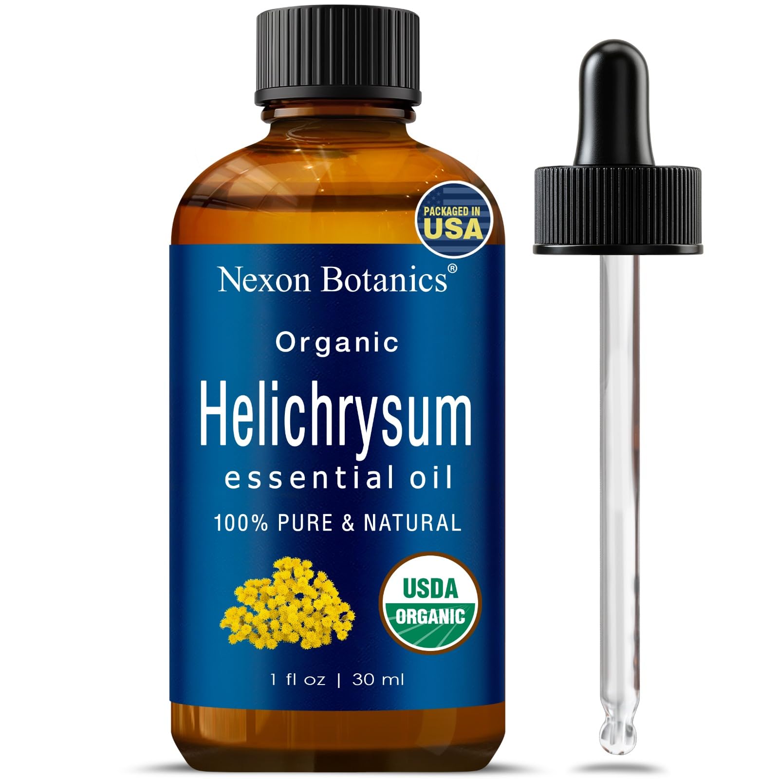 Huile essentielle Helichrysum Nexon Botanics, flacon 30 ml, diffusion aromatique et bien-être.