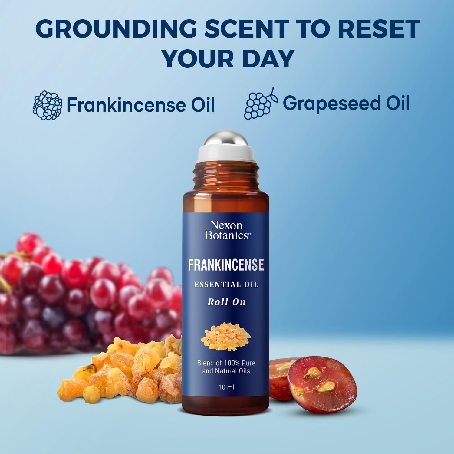 Nexon Botanics huile naturelle de grapeseed associée au roll-on.