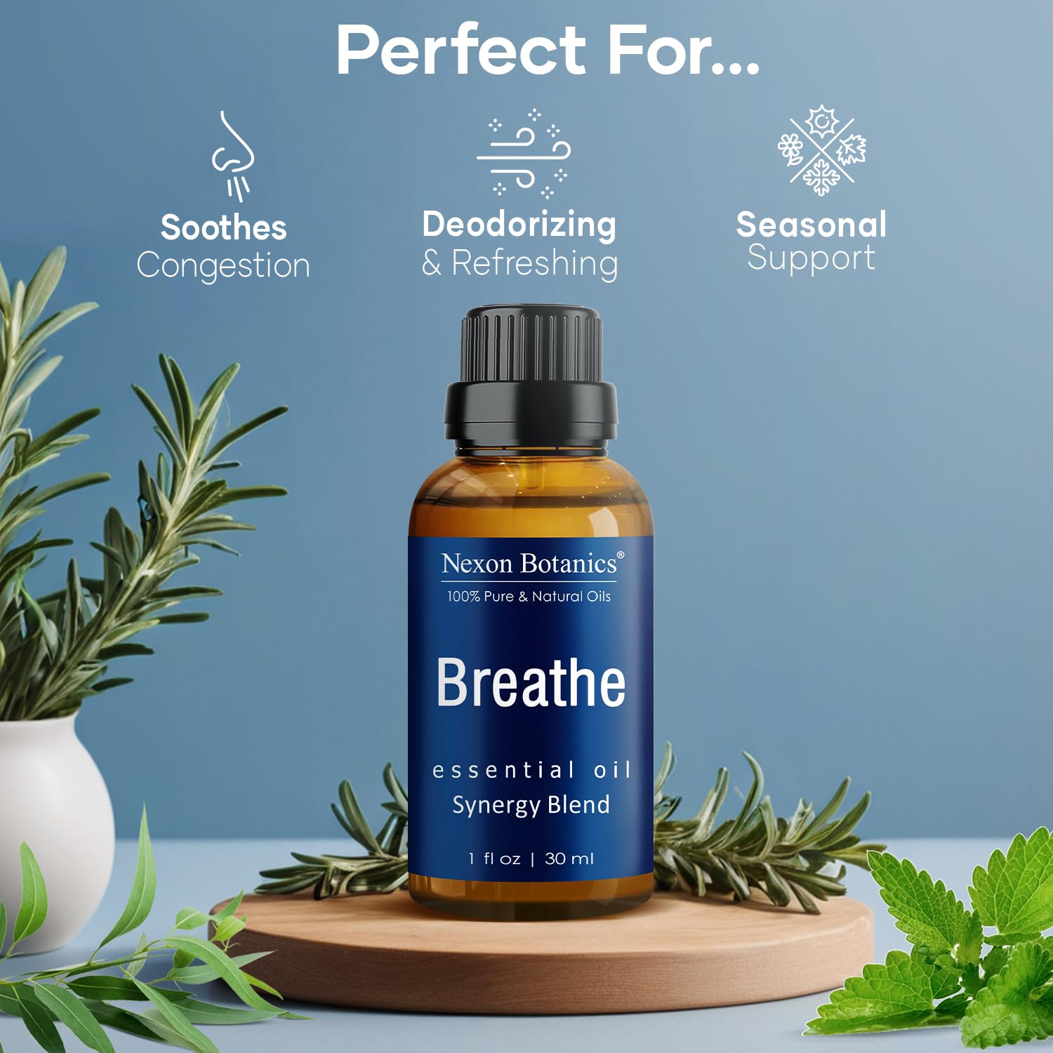 Diffusion en action avec le mélange Respiration de Nexon Botanics pour un air rafraîchi.